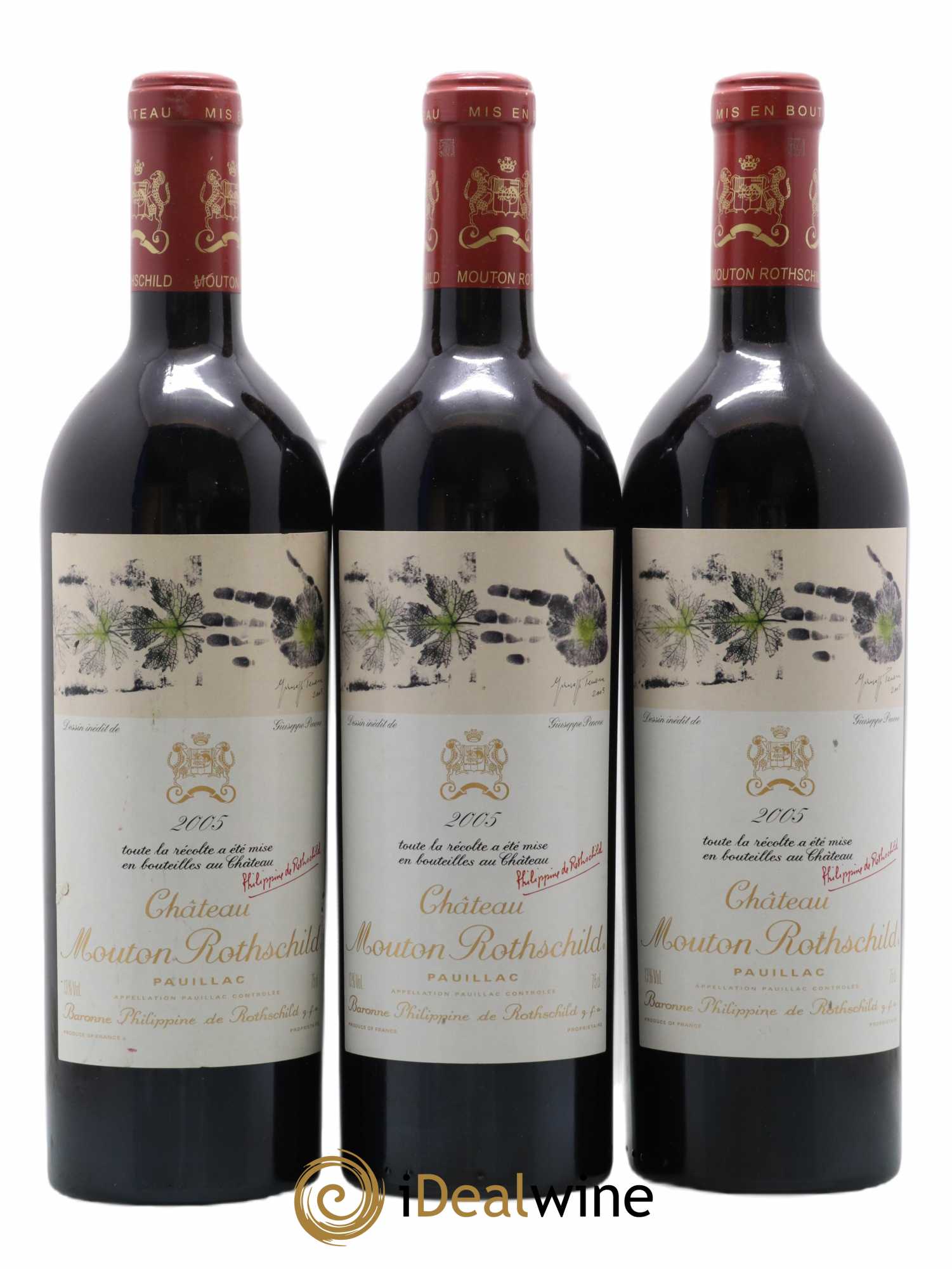 Château Mouton Rothschild 1er Grand Cru Classé 2005 - Lot de 3 bouteilles - 0