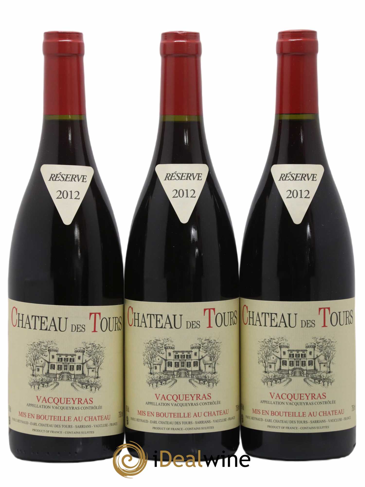 Vacqueyras Château des Tours Emmanuel Reynaud 2012 - Lot de 3 bouteilles - 0