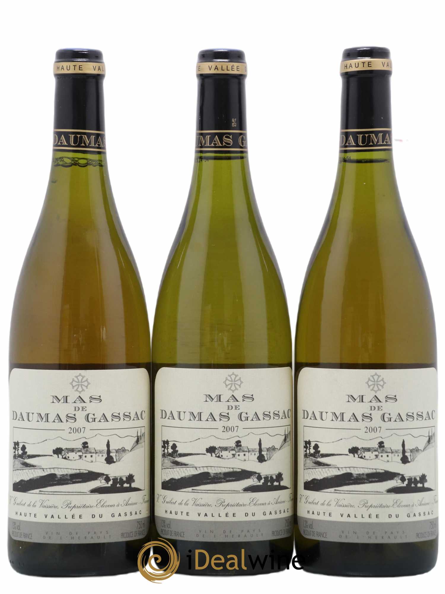 Saint-Guilhem-le-Désert - Cité d'Aniane Mas Daumas Gassac Famille Guibert de La Vaissière 2007 - Lot de 3 bouteilles - 0