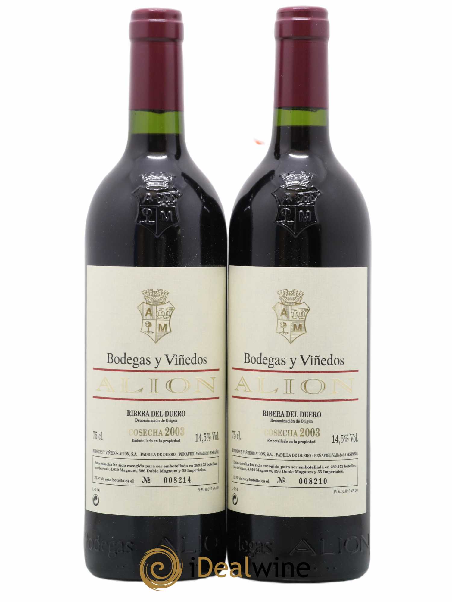 Ribera Del Duero DO Vega Sicilia Alion Famille Alvarez 2003 - Lot de 2 bouteilles - 0