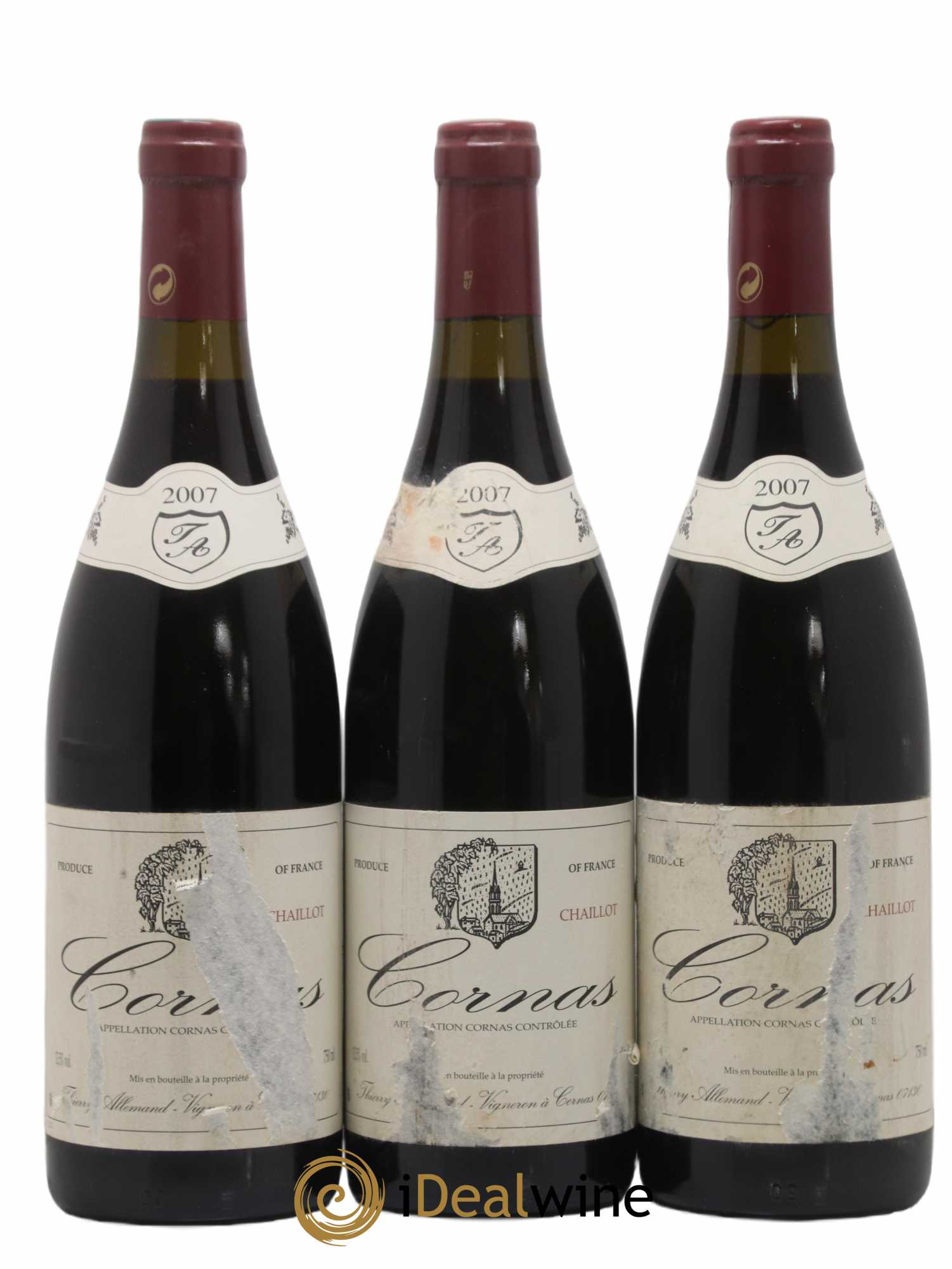 Cornas Chaillot Thierry Allemand 2007 - Lot de 3 bouteilles - 0