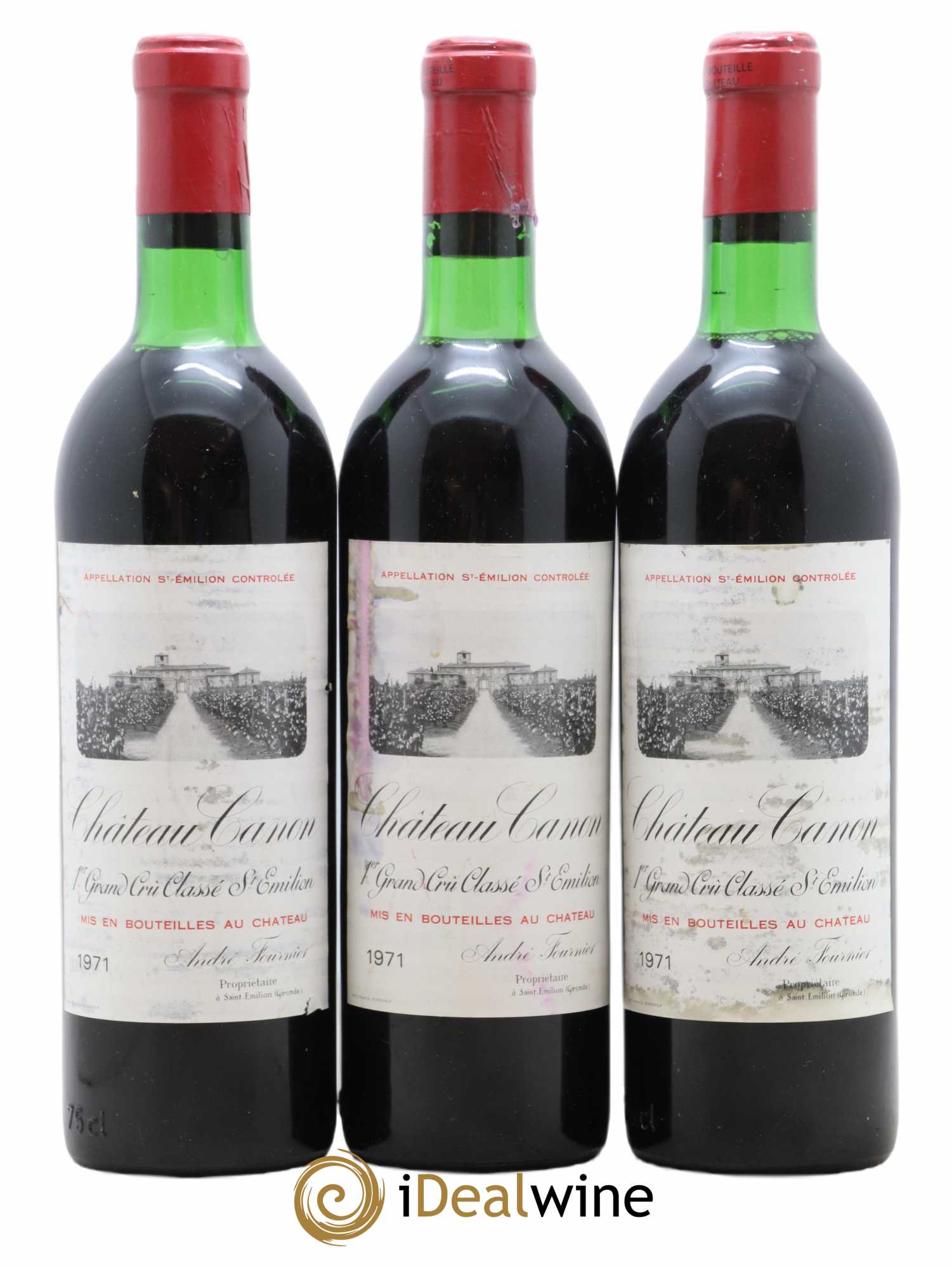 Château Canon 1er Grand Cru Classé B 1971 - Lot of 3 bottles - 0