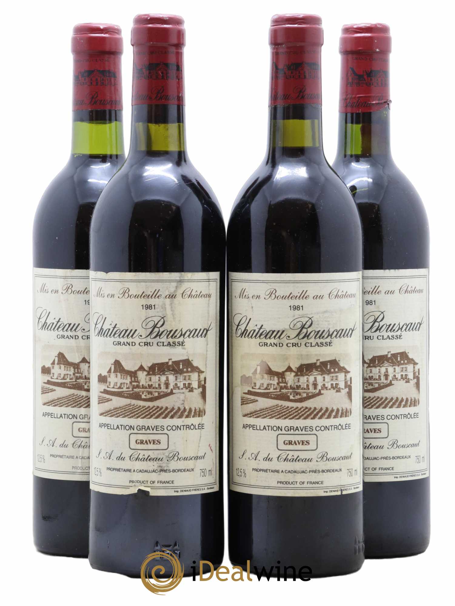 Château Bouscaut Cru Classé de Graves 1981 - Lot de 4 bouteilles - 0