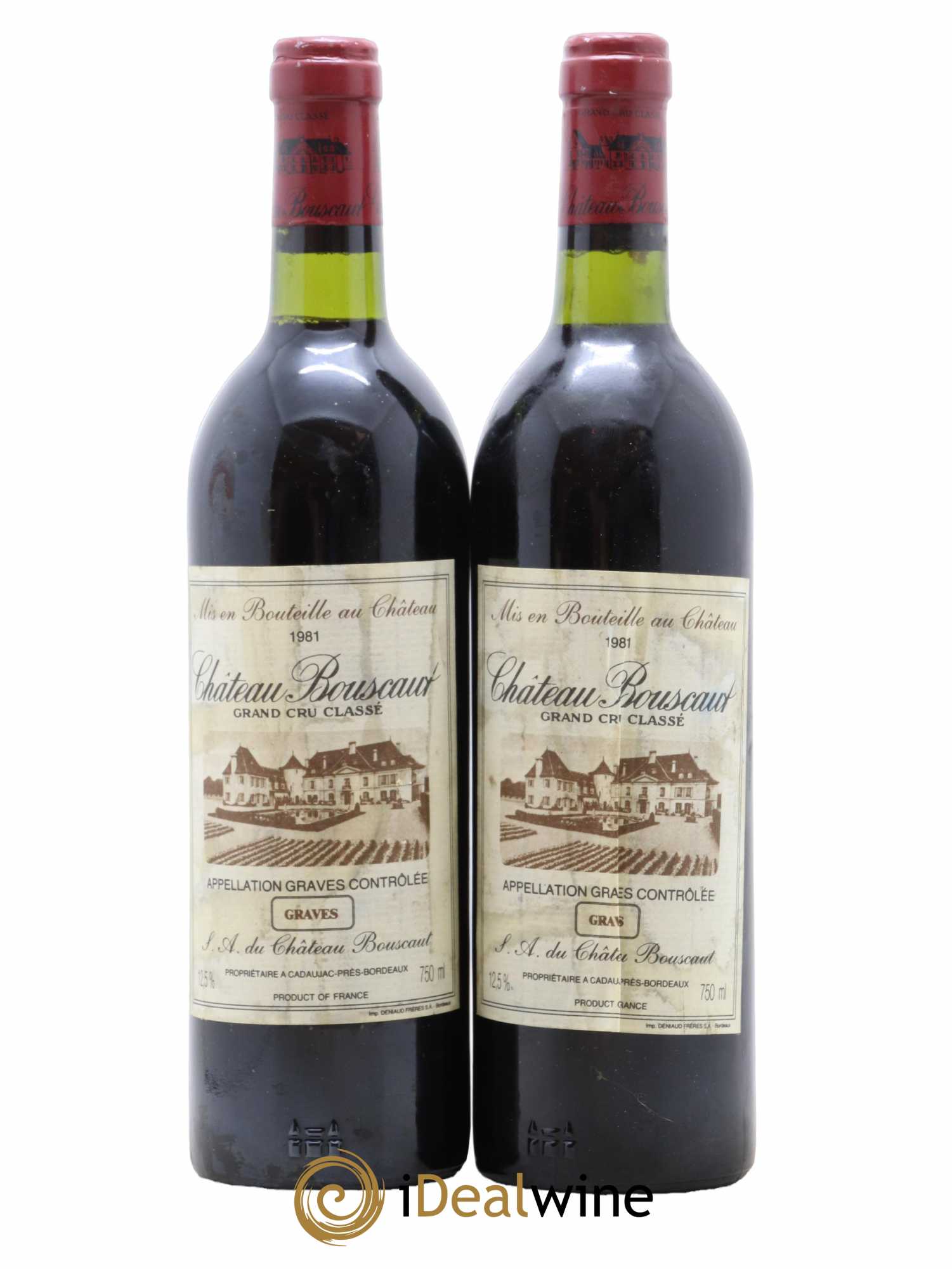 Château Bouscaut Cru Classé de Graves 1981 - Lot de 2 bouteilles - 0