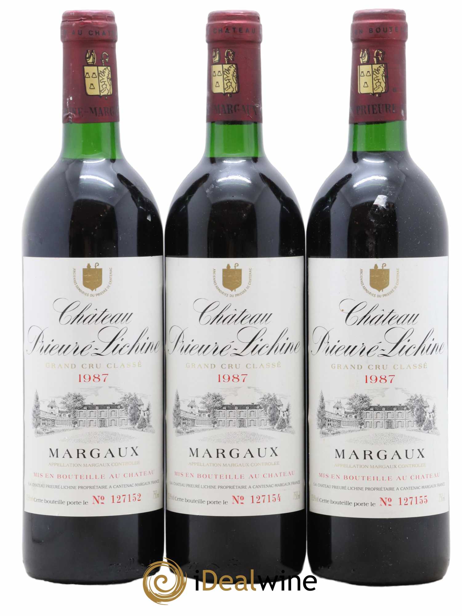 Château Prieuré Lichine 4ème Grand Cru Classé 1987 - Lot de 3 bouteilles - 0