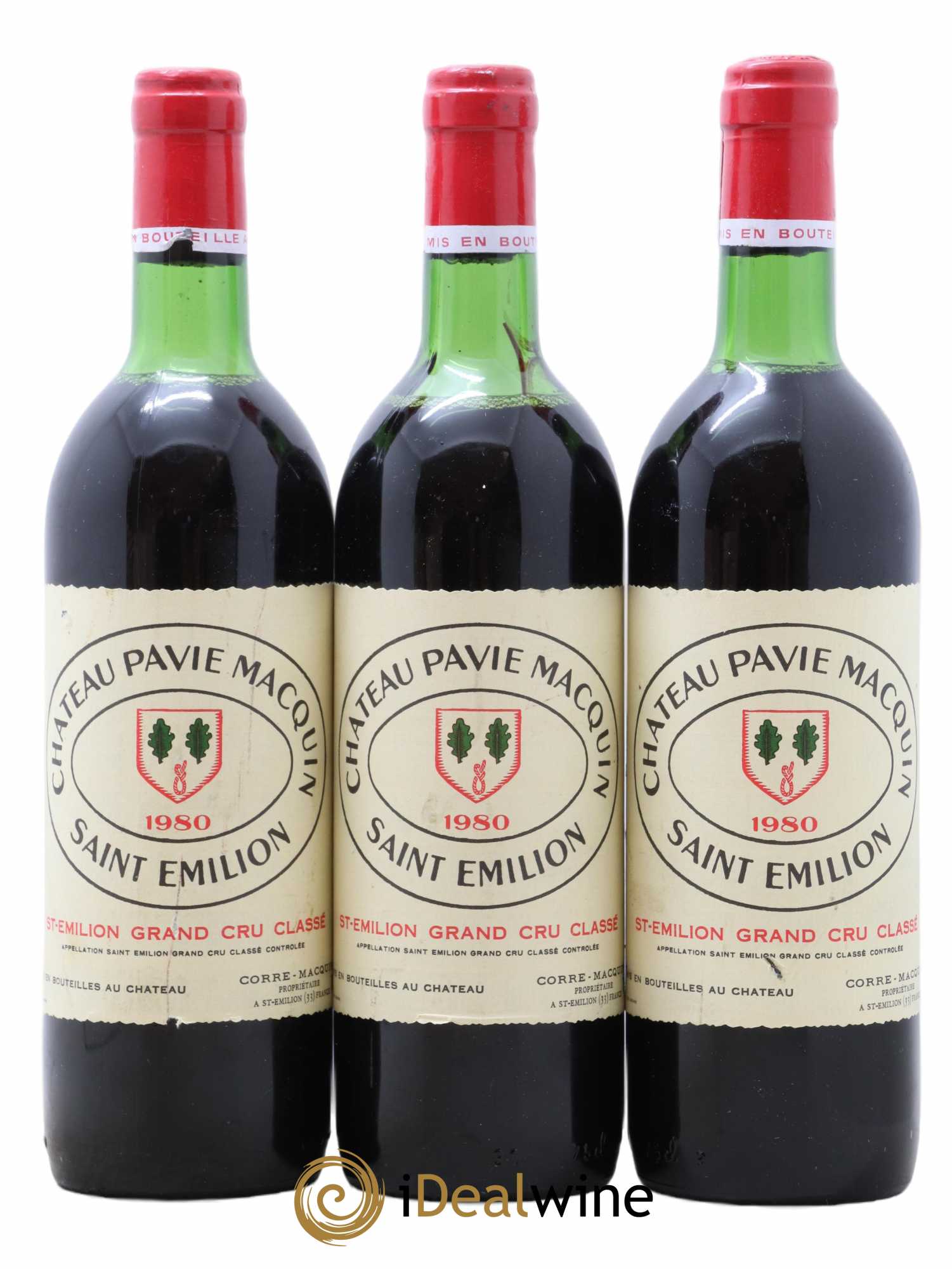 Château Pavie Macquin 1er Grand Cru Classé B 1980 - Lot de 3 bouteilles - 0