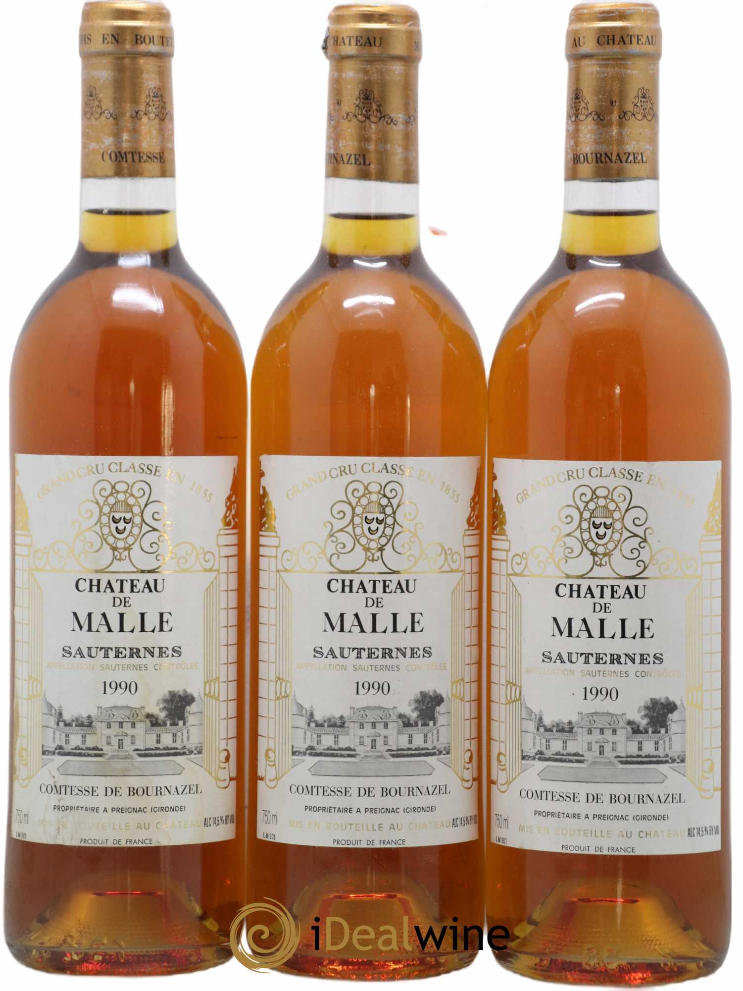 Château de Malle 2ème Grand Cru Classé 1990 - Lot de 3 bouteilles - 0