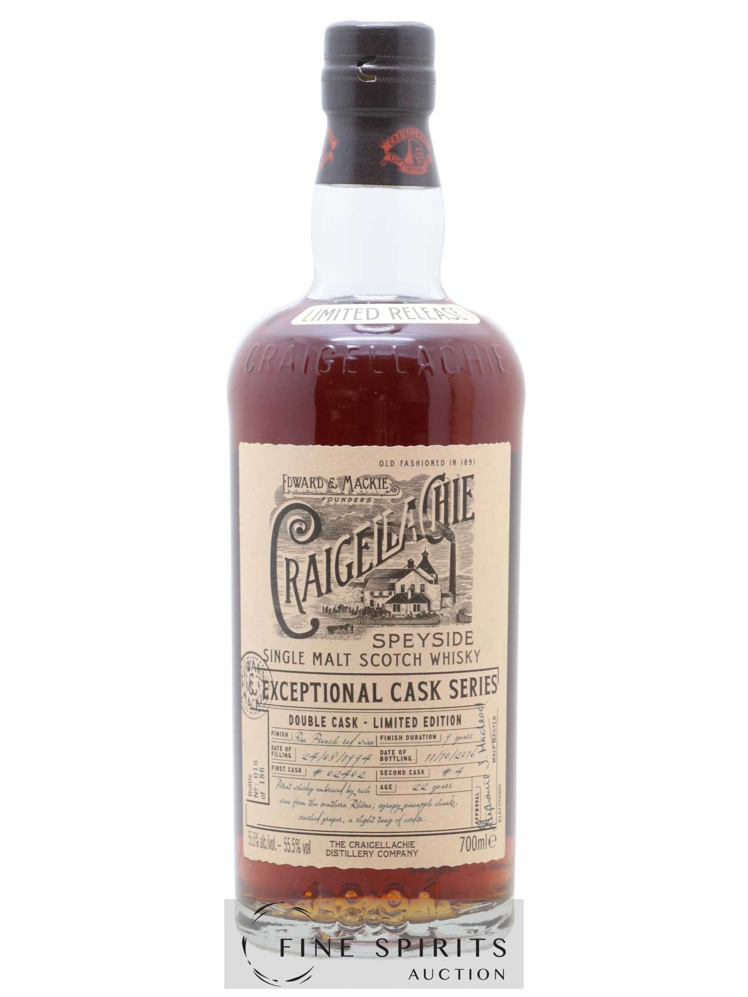 Craigellachie 22 years 1994 Of. Cask n°02402 - One of 186 - bottled 2016 Exceptional Cask Series - Lot de 1 bouteille - 1