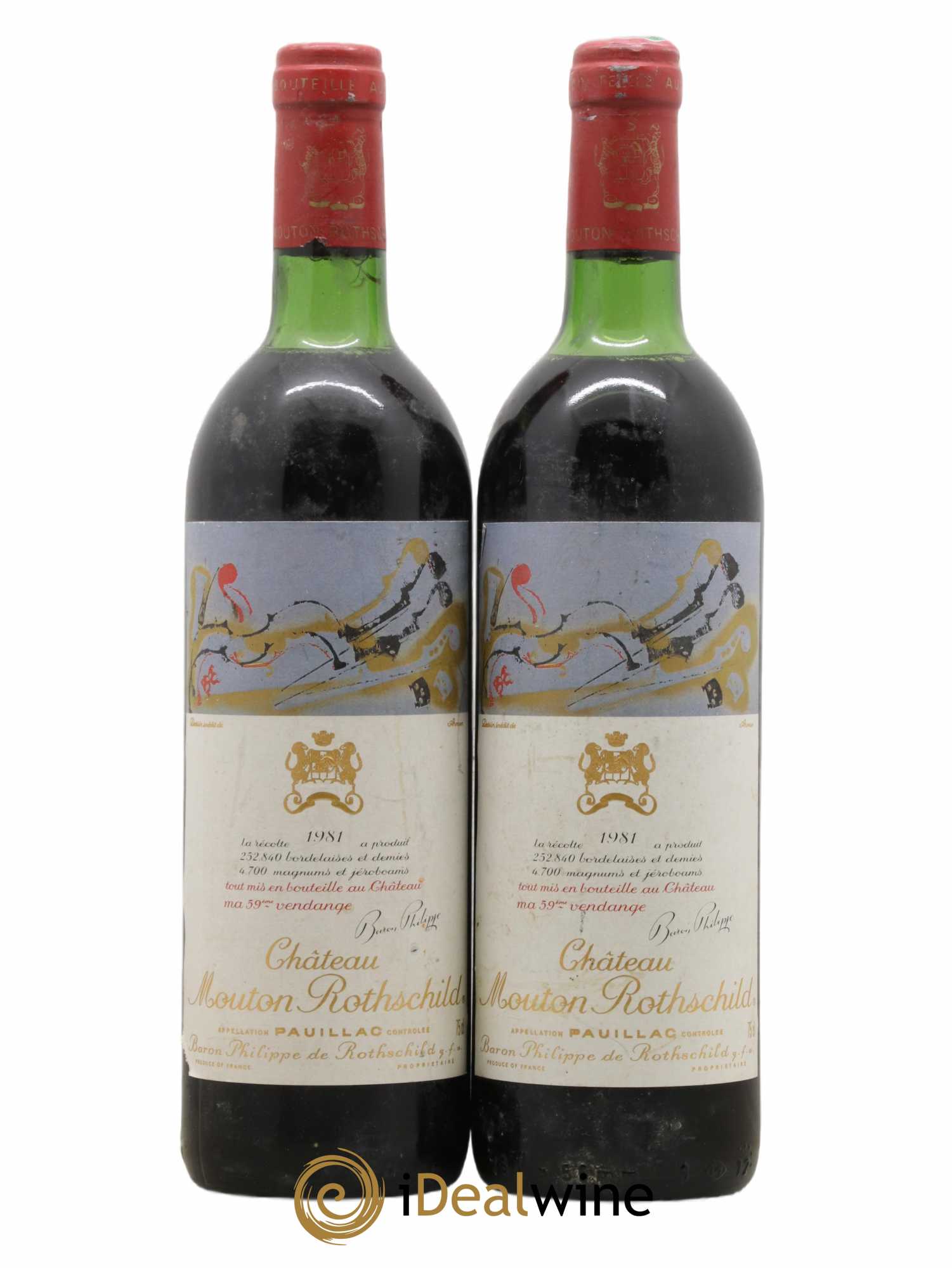 Château Mouton Rothschild 1er Grand Cru Classé 1981 - Lot de 2 bouteilles - 0