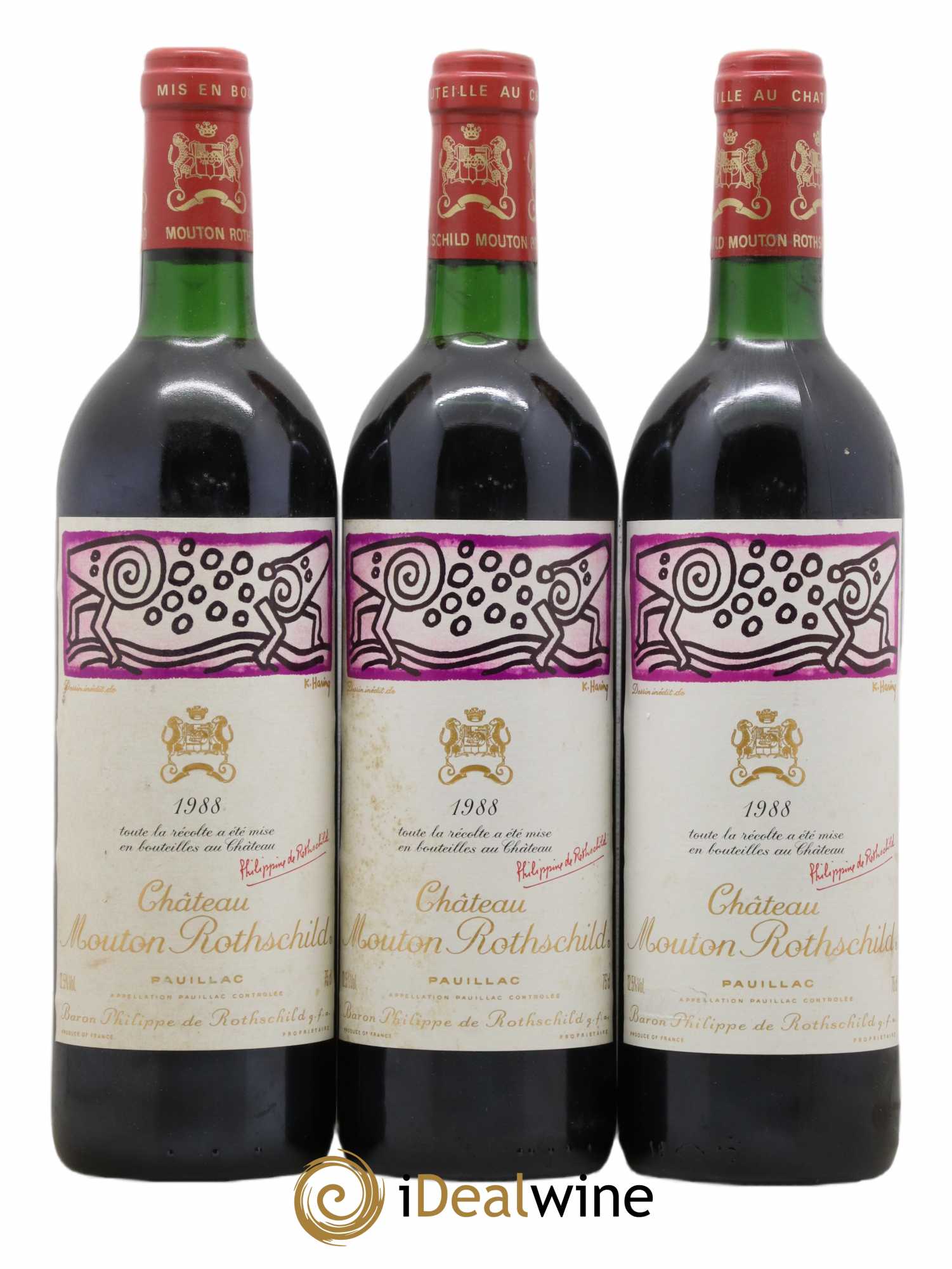 Château Mouton Rothschild 1er Grand Cru Classé 1988 - Lot de 3 bouteilles - 0