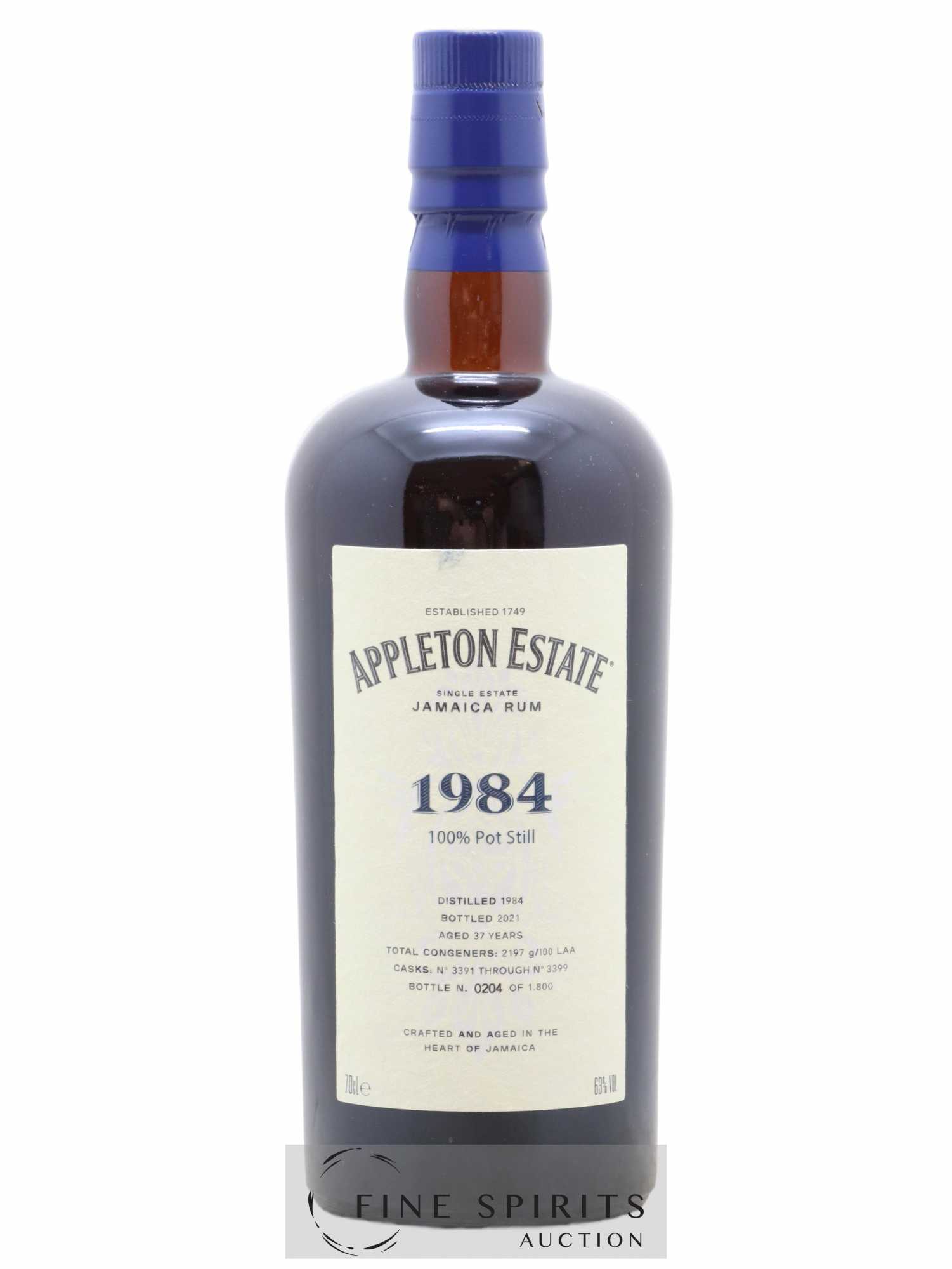 Appleton Estate 37 years 1984 Of. Pot Still Cask n°3391 through n°3399 - One of 1800 - bottled 2021 Hearts Collection - Lot de 1 bouteille - 1