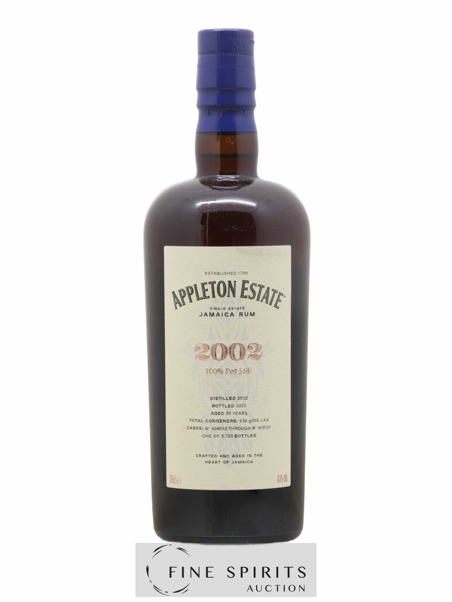 Appleton Estate 20 years 2002 Of. Pot Still Cask n°404082 through n°404101 - One of 5700 - bottled 2022 Hearts - Lot de 1 bouteille - 1