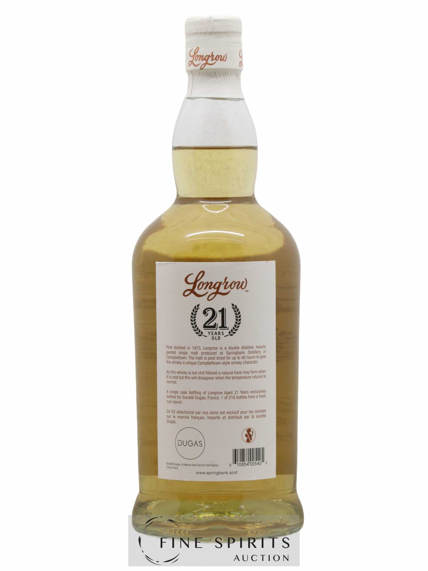 Longrow 21 years Of. Peated Single Cask - One of 216 Dugas - Lot de 1 bouteille - 2