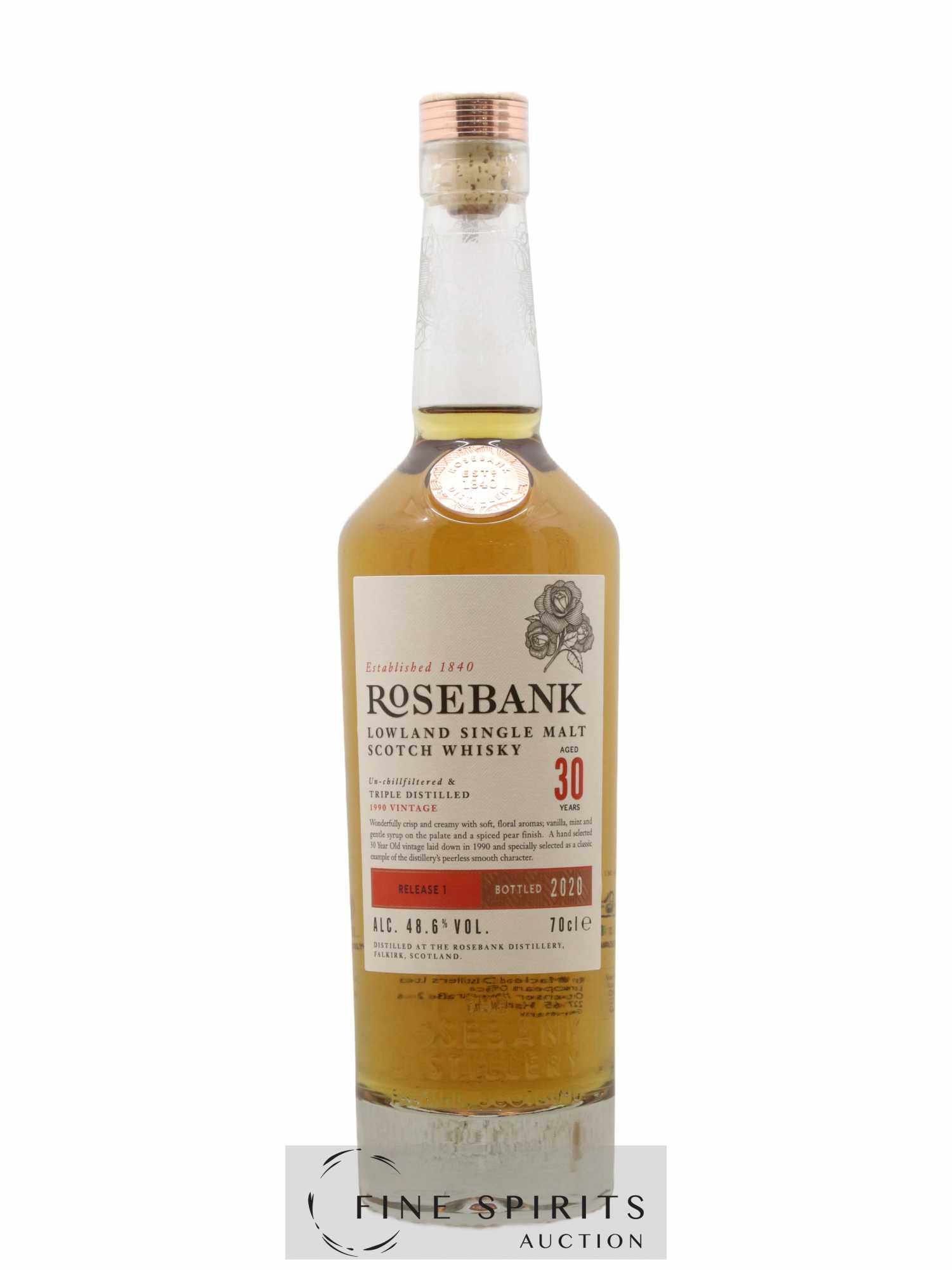 Rosebank 30 years 1990 Of. Release 1 - bottled 2020 Un-Chillfiltered & Triple Distilled - Lot of 1 bottle - 1