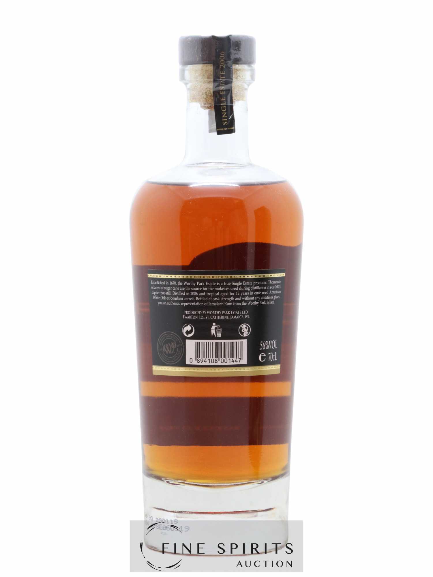 Worthy Park 12 years 2006 Of. bottled 2018 - Lot de 1 bouteille - 2
