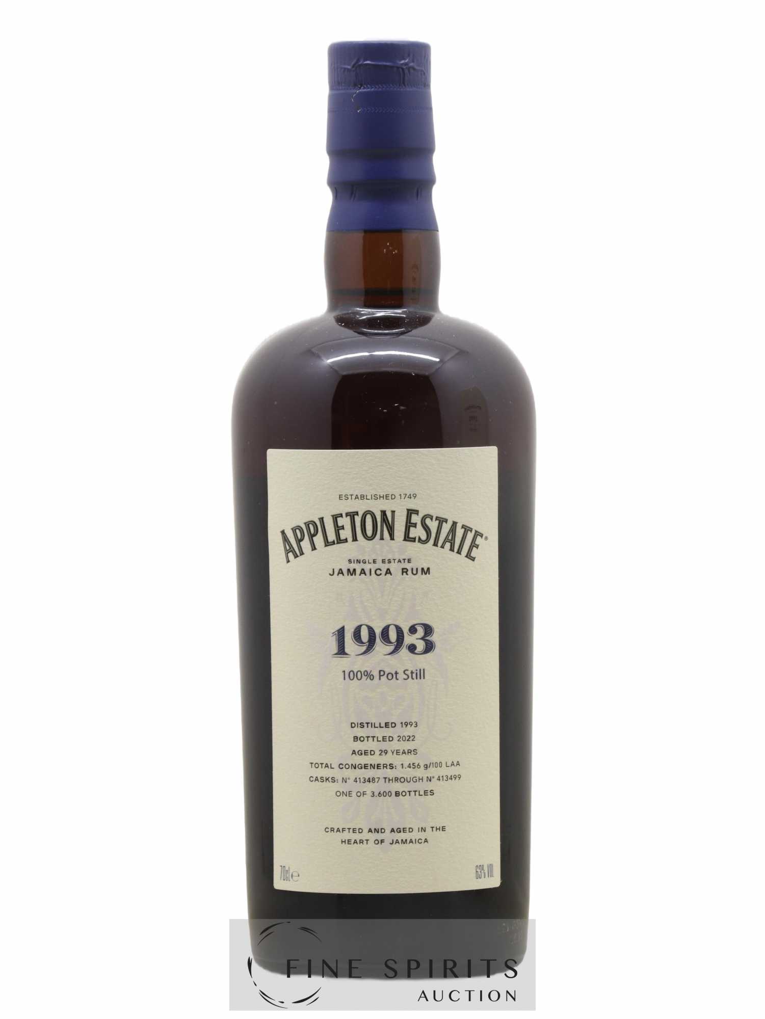 Appleton Estate 29 years 1993 Of. Pot Still Cask n°413487 through n°413499 - One of 3600 - bottled 2022 Hearts - Lot de 1 bouteille - 1