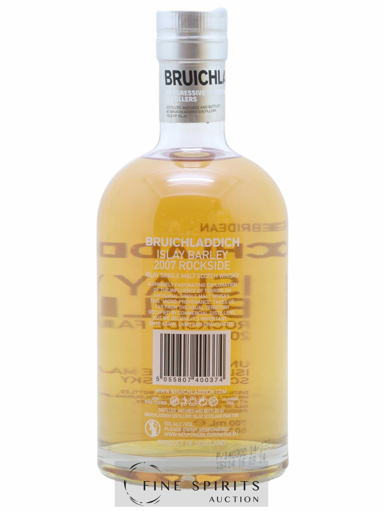 Bruichladdich 2007 Of. Islay Barley - Rockside Farm Unpeated - Posten von 1 Flasche - 2