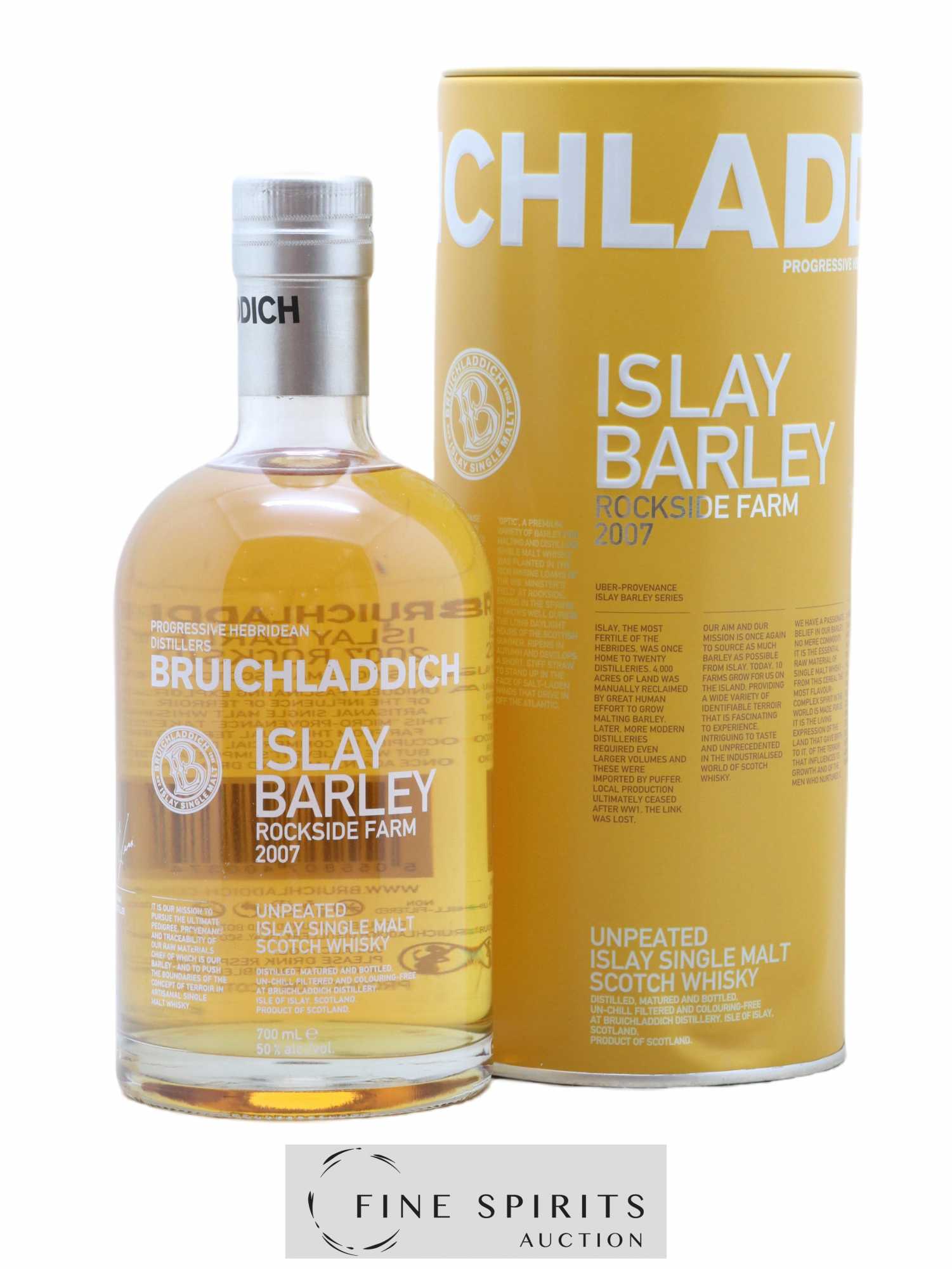 Bruichladdich 2007 Of. Islay Barley - Rockside Farm Unpeated - Posten von 1 Flasche - 0