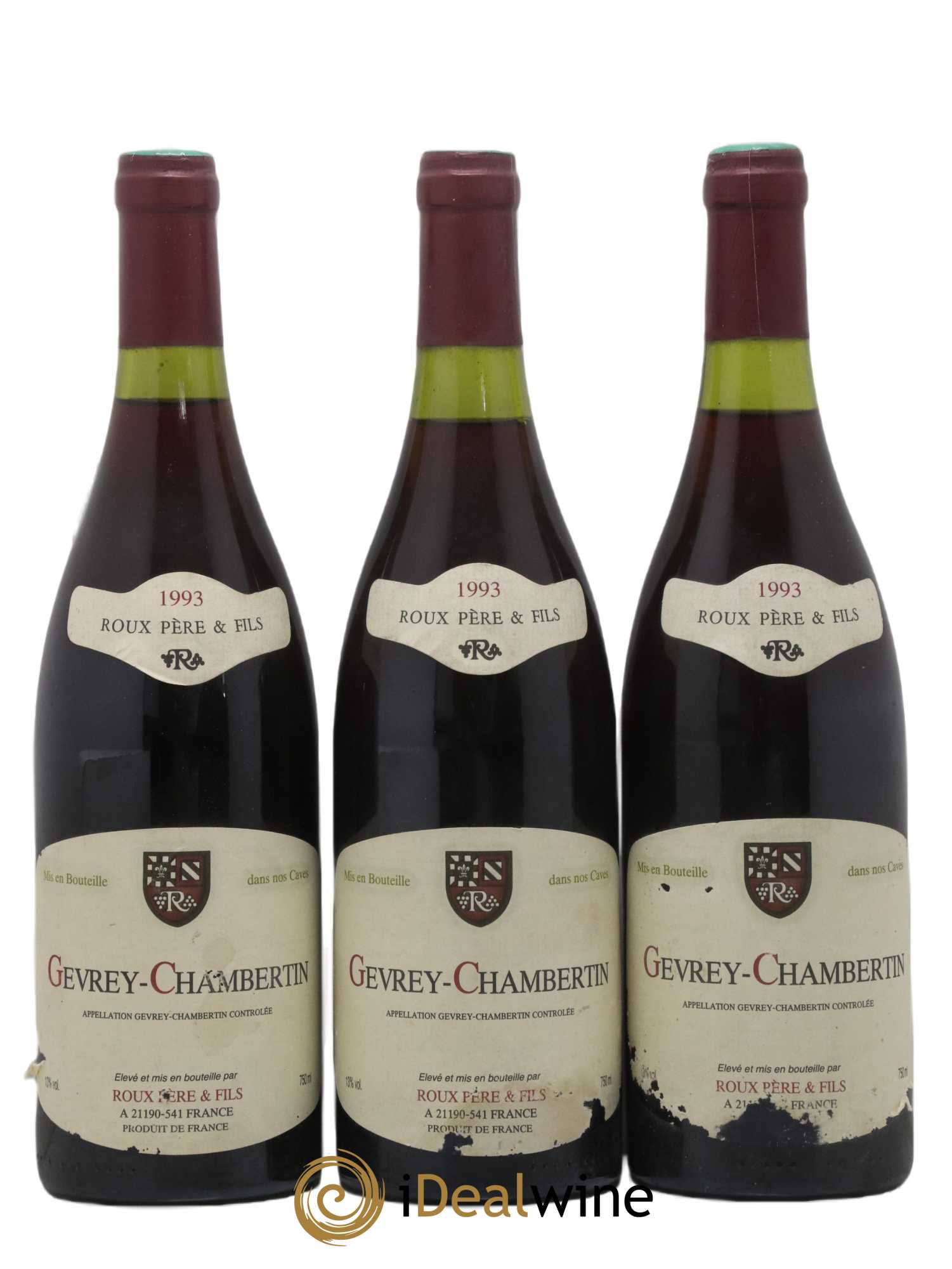Gevrey-Chambertin Roux Père et Fils 1993 - Lot de 3 bouteilles - 0