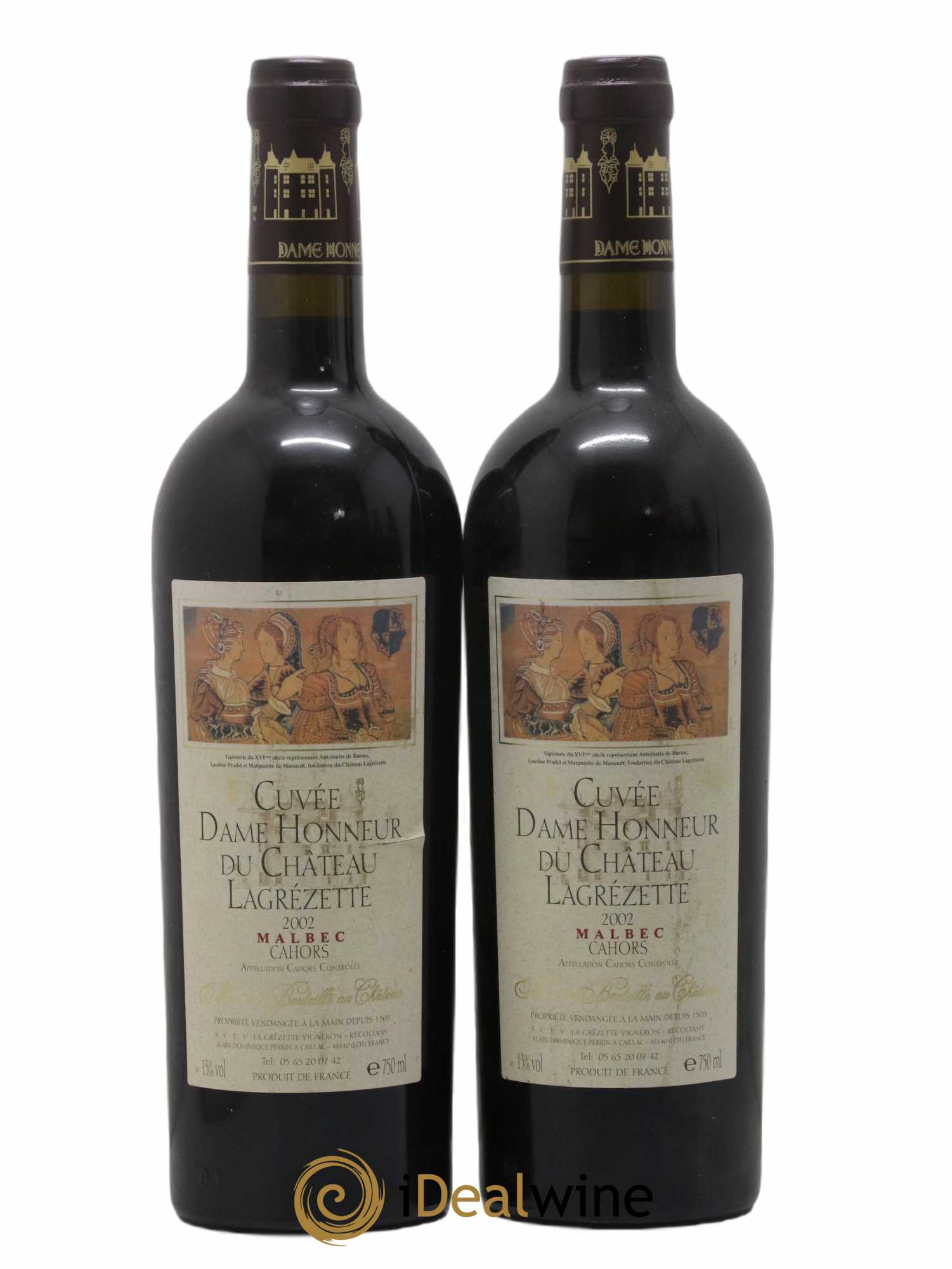 Cahors Château Lagrezette Cuvée Dame Honneur Alain Dominique Perrin 2002 - Lot of 2 bottles - 0