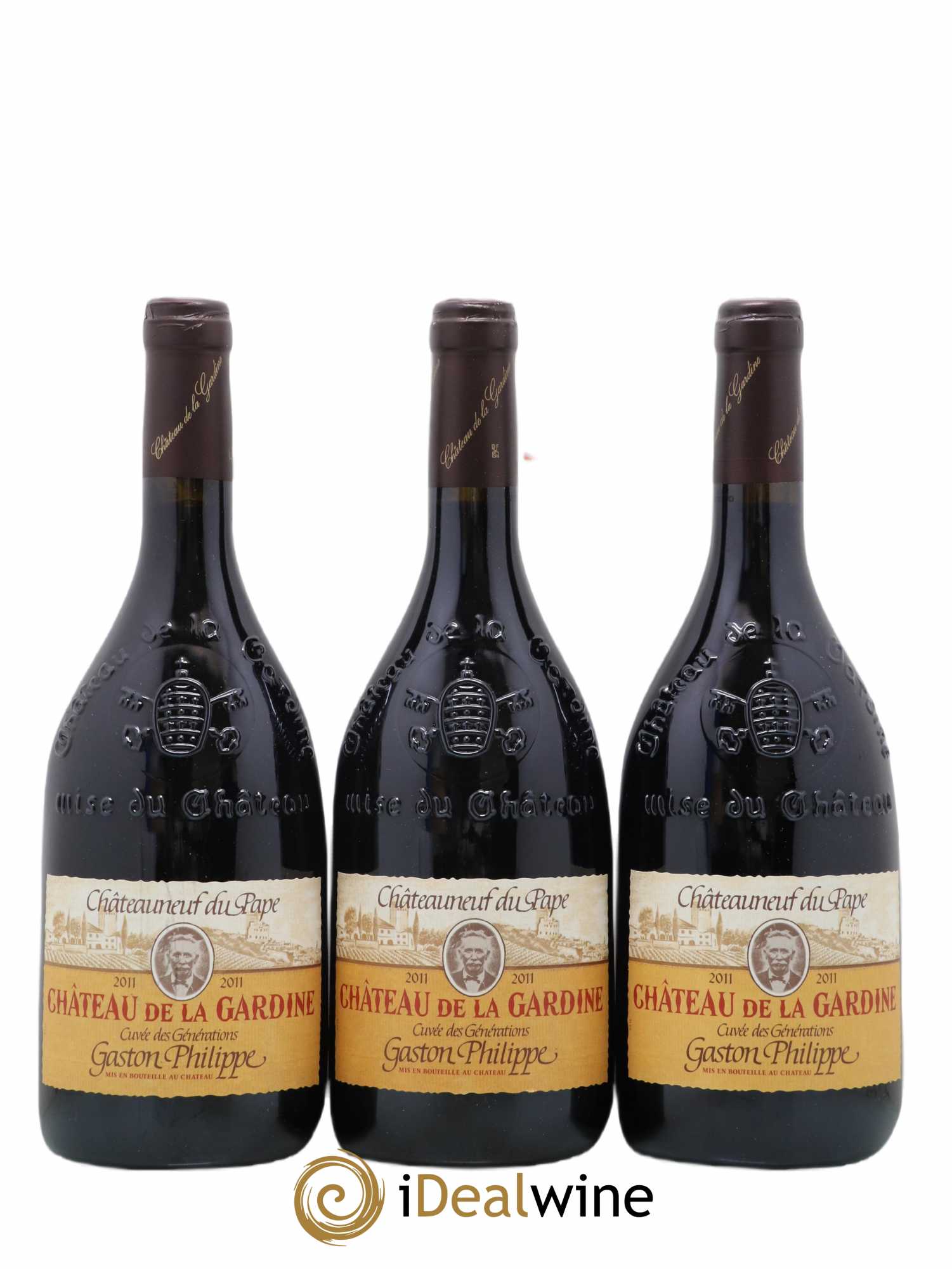 Châteauneuf-du-Pape Château de La Gardine Cuvée des Générations Gaston Philippe Famille Brunel 2011 - Lot de 3 bouteilles - 0