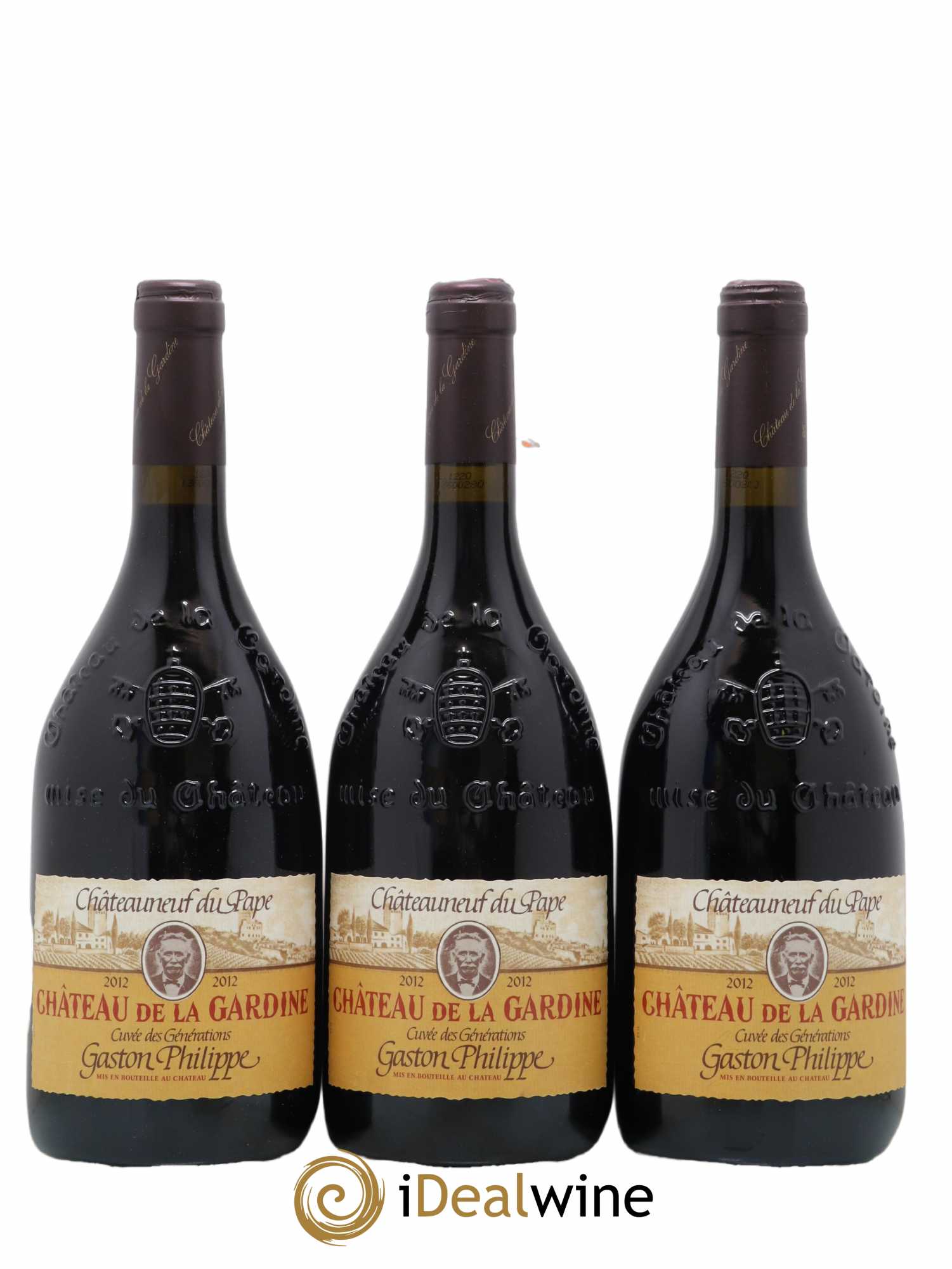 Châteauneuf-du-Pape Château de La Gardine Cuvée des Générations Gaston Philippe Famille Brunel 2012 - Lot de 3 bouteilles - 0