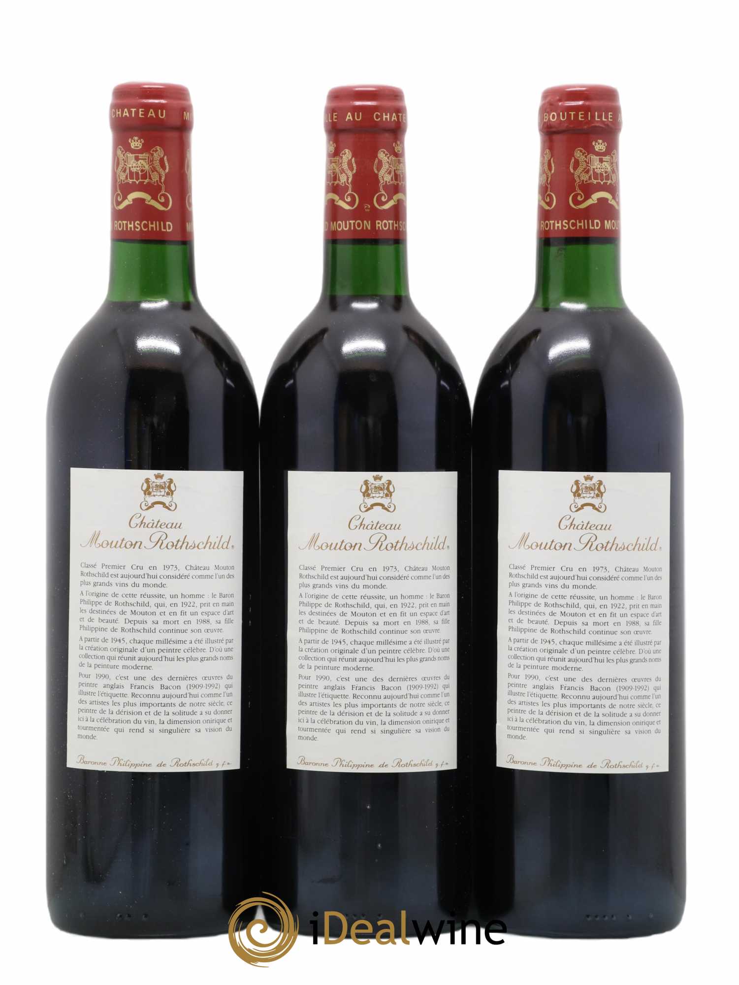 Château Mouton Rothschild 1er Grand Cru Classé 1990 - Lot de 3 bouteilles - 1