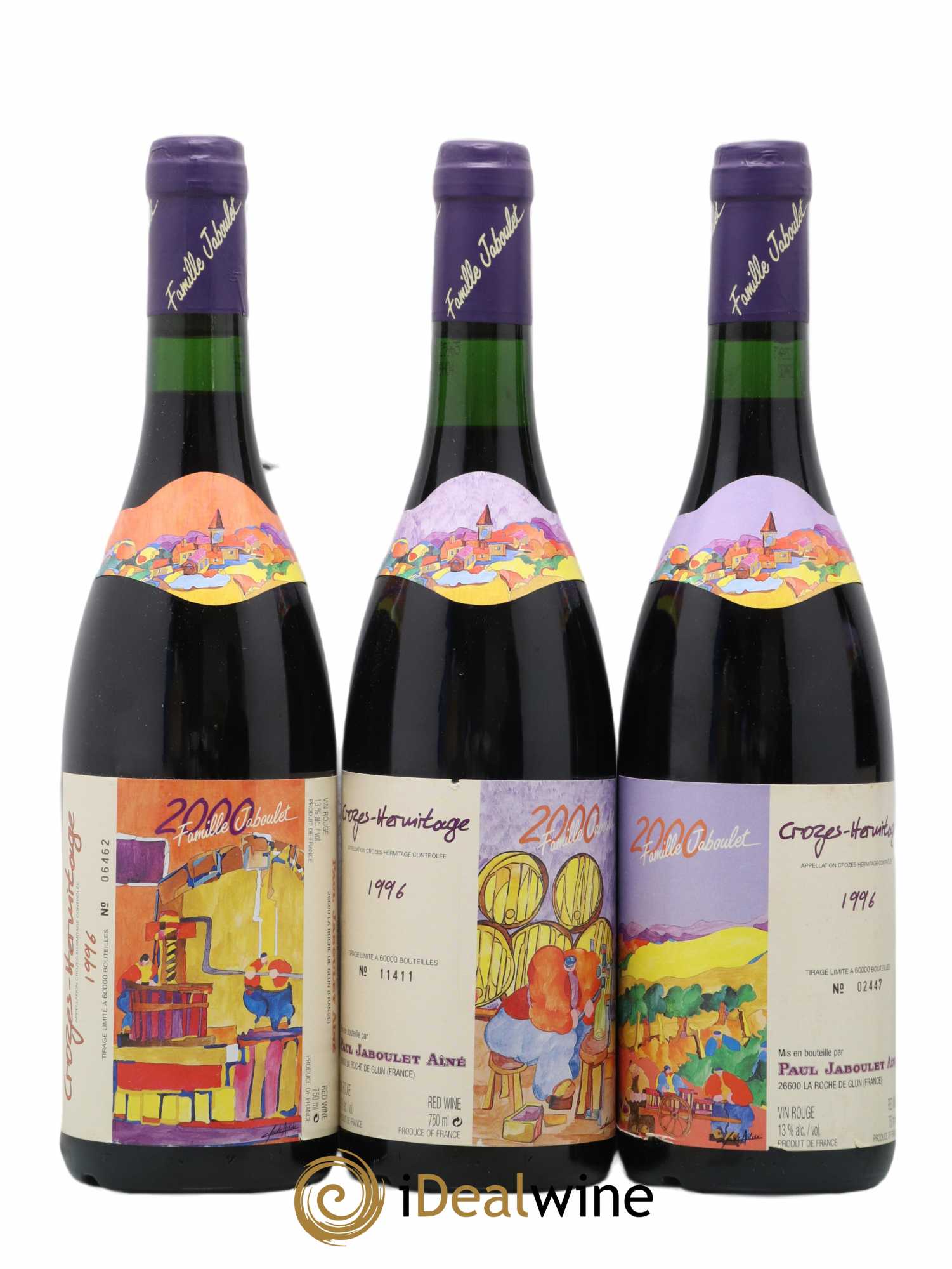 Crozes-Hermitage Jaboulet 2000 Etiquettes De Collection Claude Astier 1996 - Posten von 3 Flaschen - 0