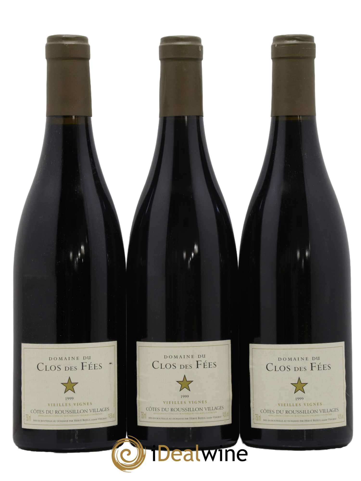 Côtes du Roussillon Villages Clos des Fées Vieilles vignes Hervé Bizeul 1999 - Lot de 3 bouteilles - 0