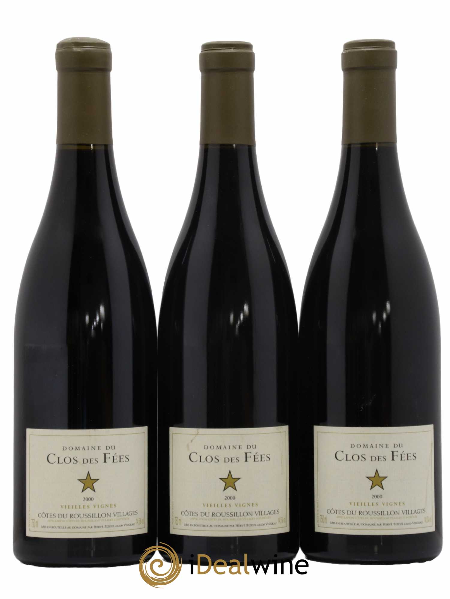 Côtes du Roussillon Villages Clos des Fées Vieilles vignes Hervé Bizeul 2000 - Lot de 3 bouteilles - 0