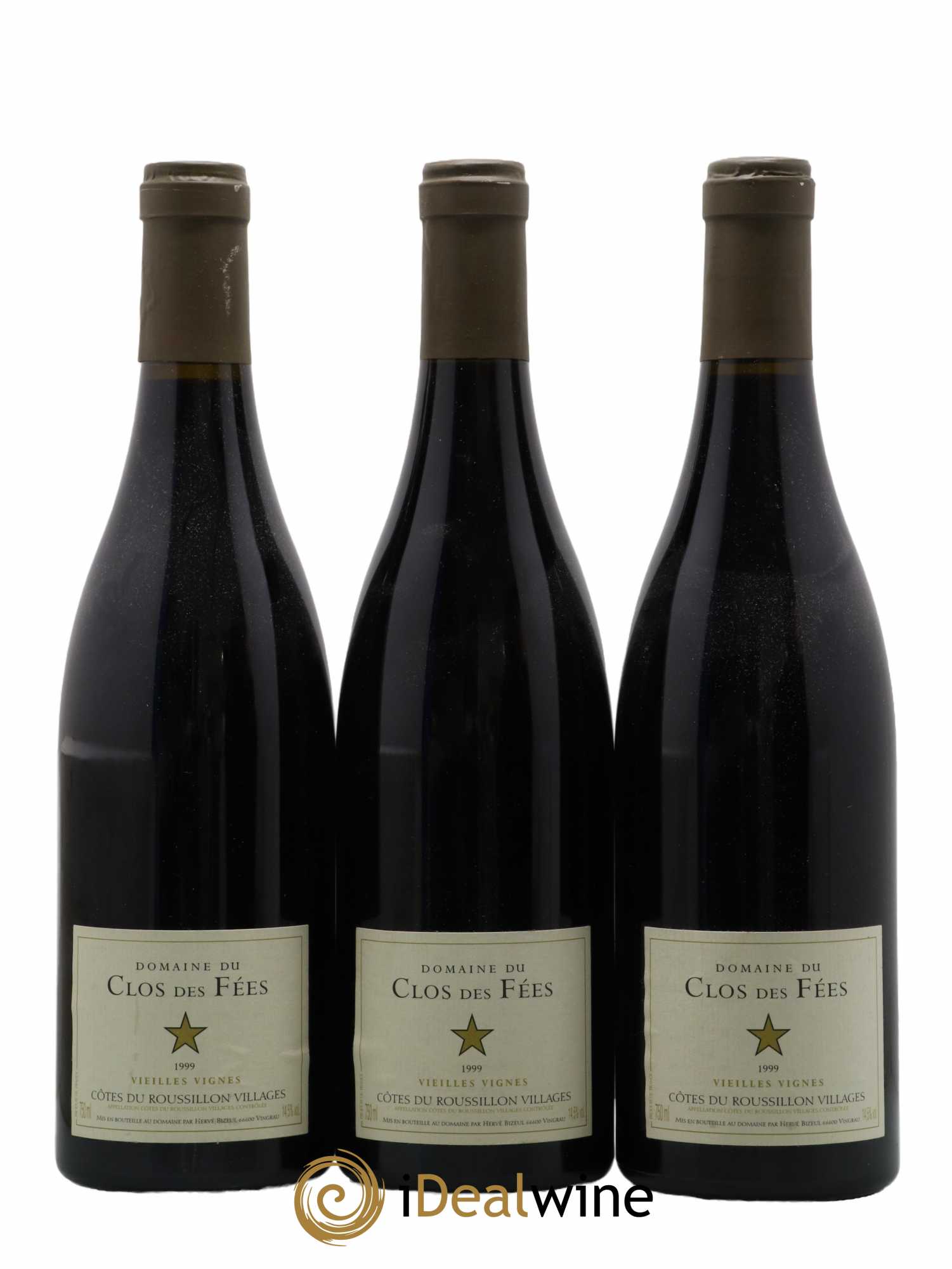 Côtes du Roussillon Villages Clos des Fées Vieilles vignes Hervé Bizeul 1999 - Lot de 3 bouteilles - 0