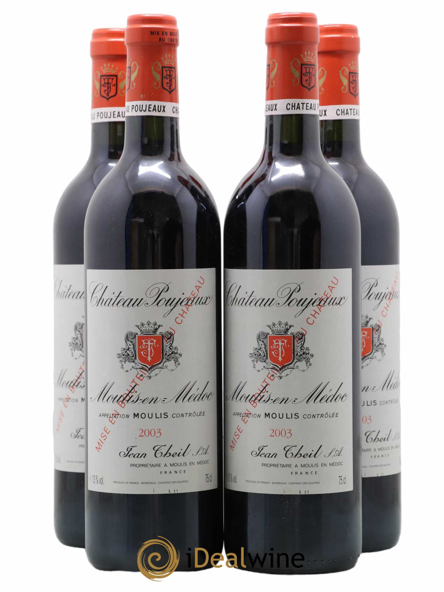 Château Poujeaux 2003 - Lot de 4 bouteilles - 0