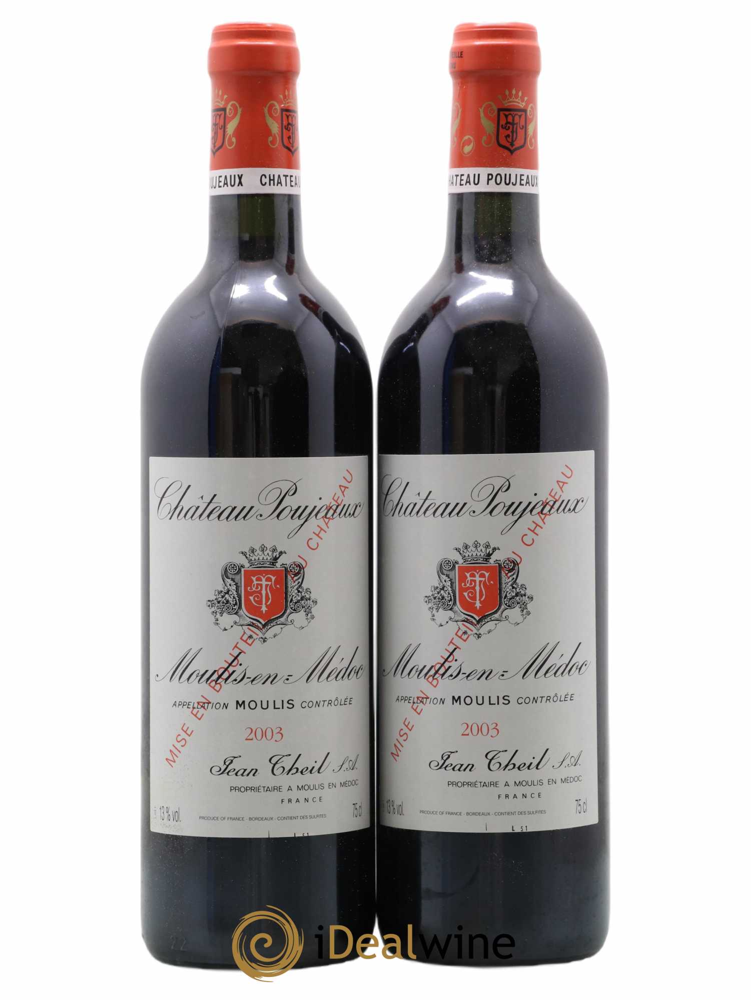 Château Poujeaux 2003 - Lot de 2 bouteilles - 0