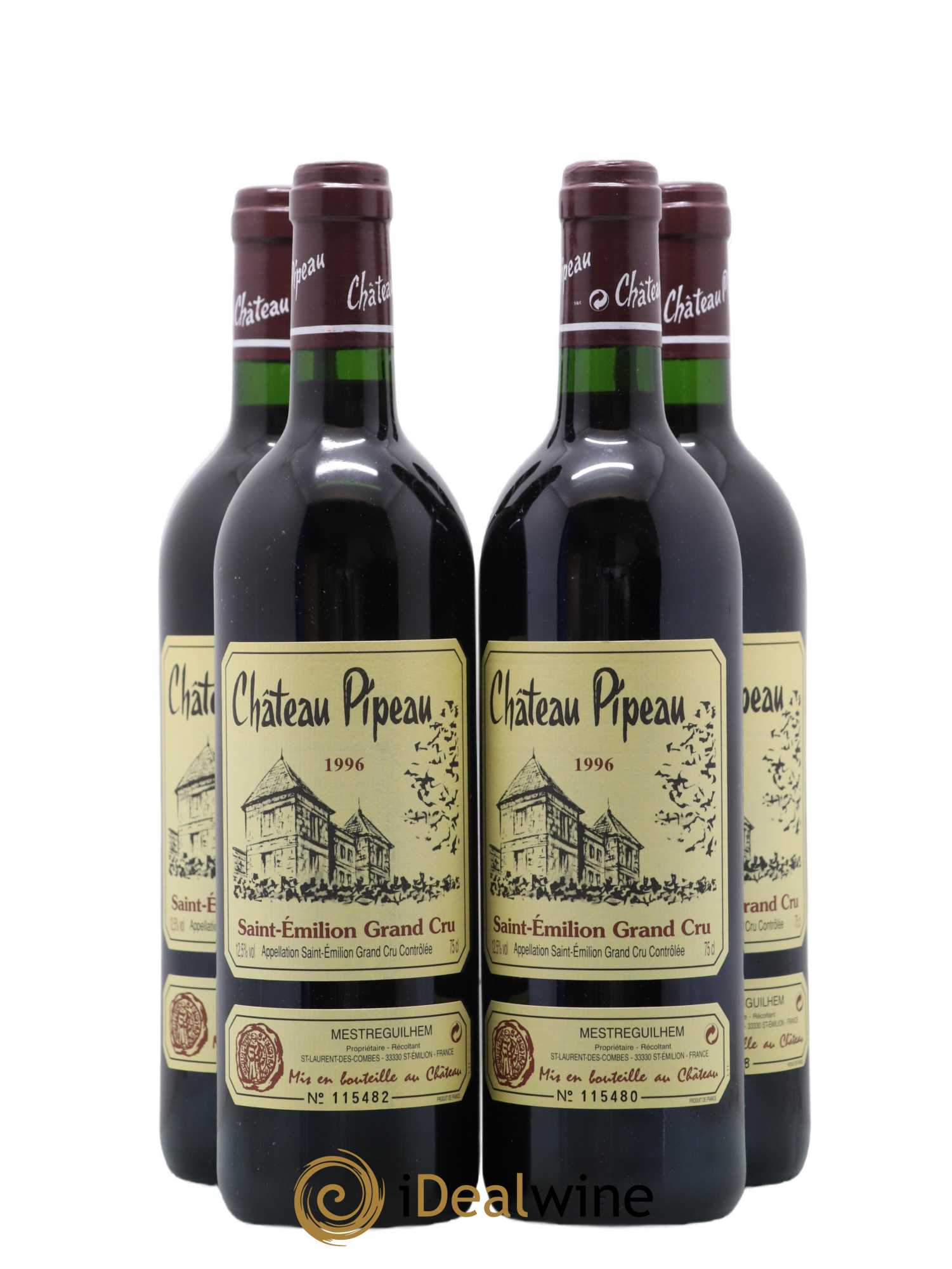 Château Pipeau 1996 - Lot de 4 bouteilles - 0
