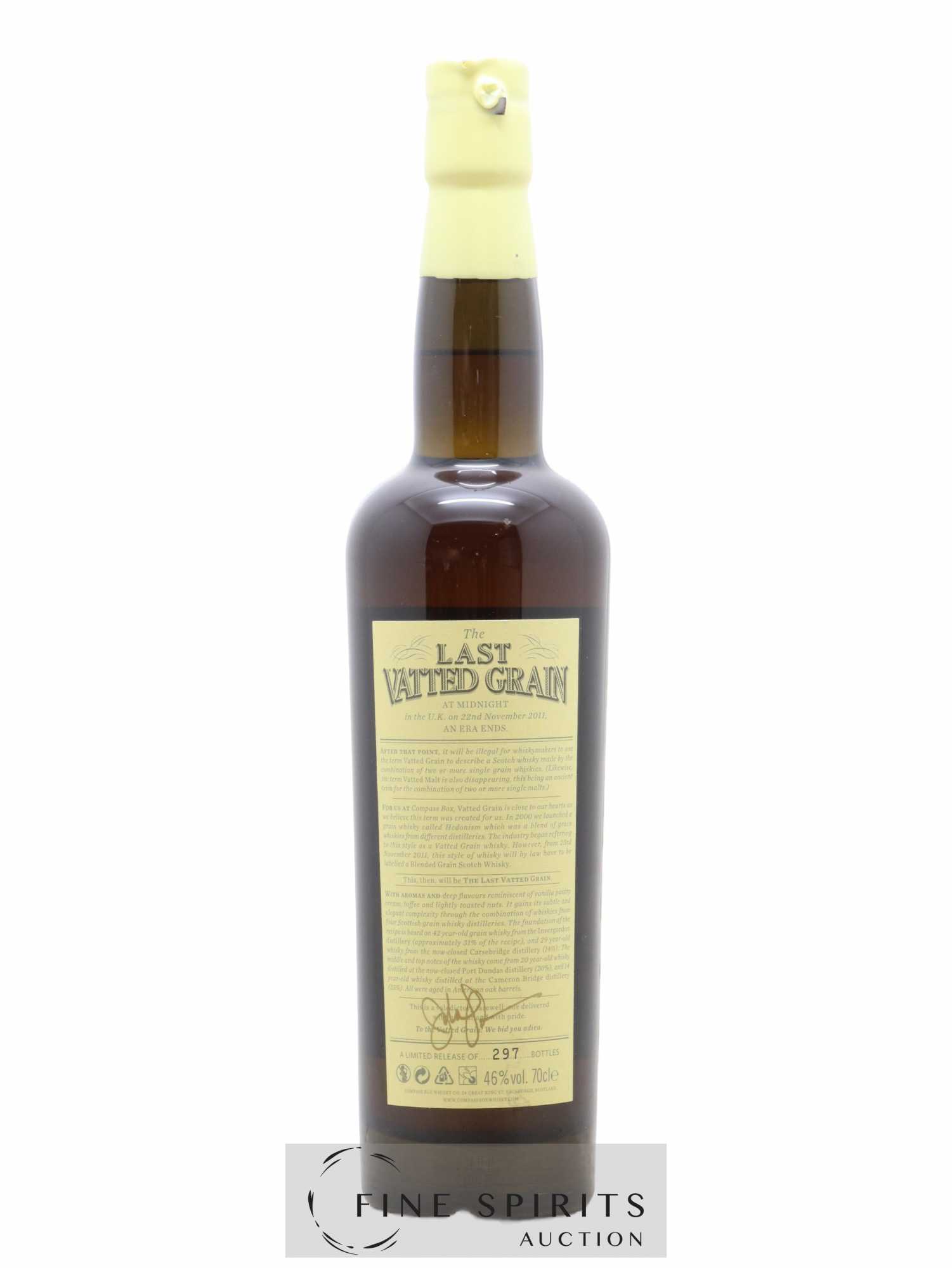 The Last Vatted Grain Compass Box bottled 2011 Limited Edition of 297 bottles - Lot de 1 bouteille - 2
