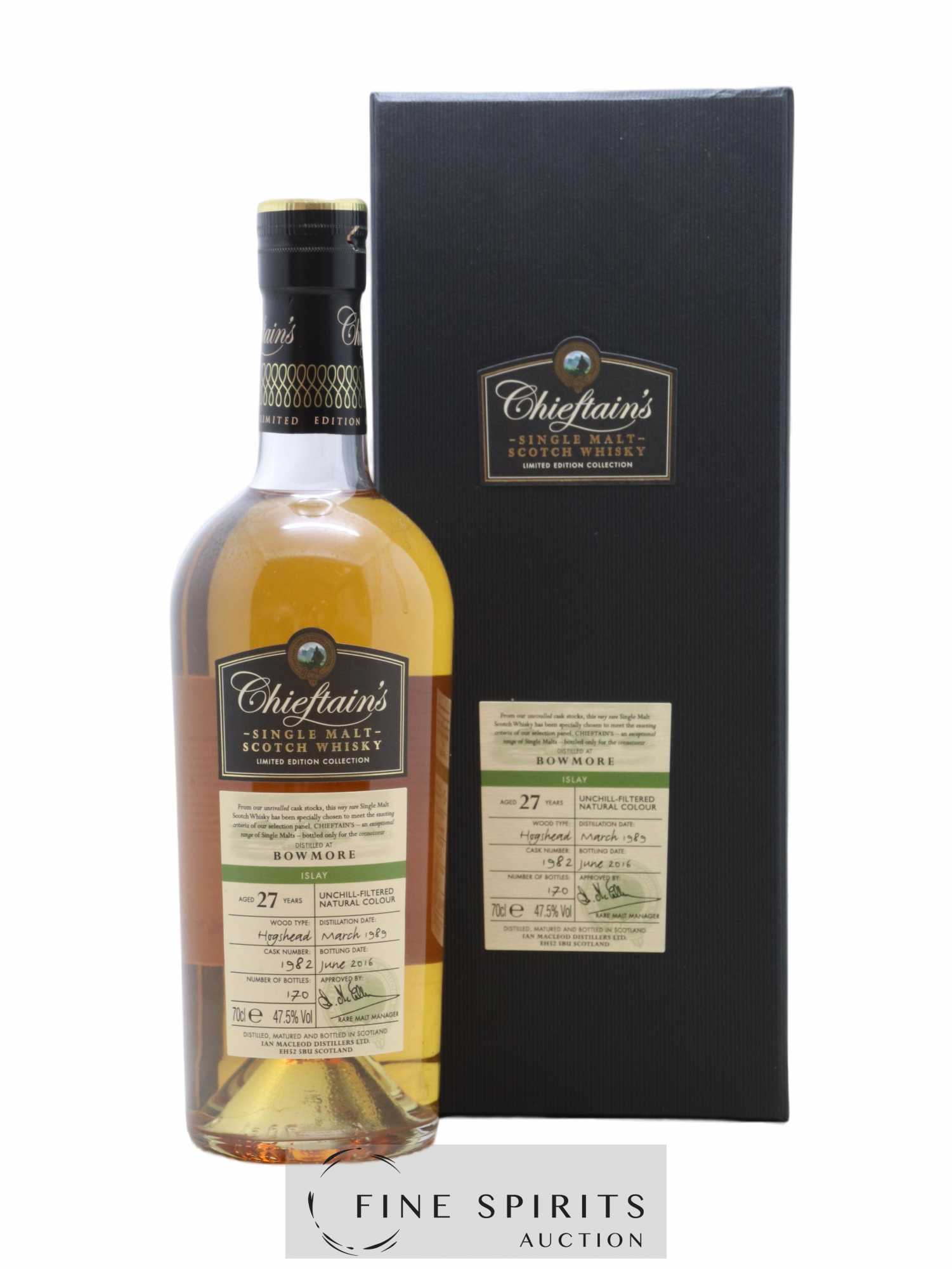 Bowmore 27 years 1989 Ian Macleod Chieftain's Cask n°1982 - One of 170 - bottled 2016 Limited Edition Collection - Lot de 1 bouteille - 0