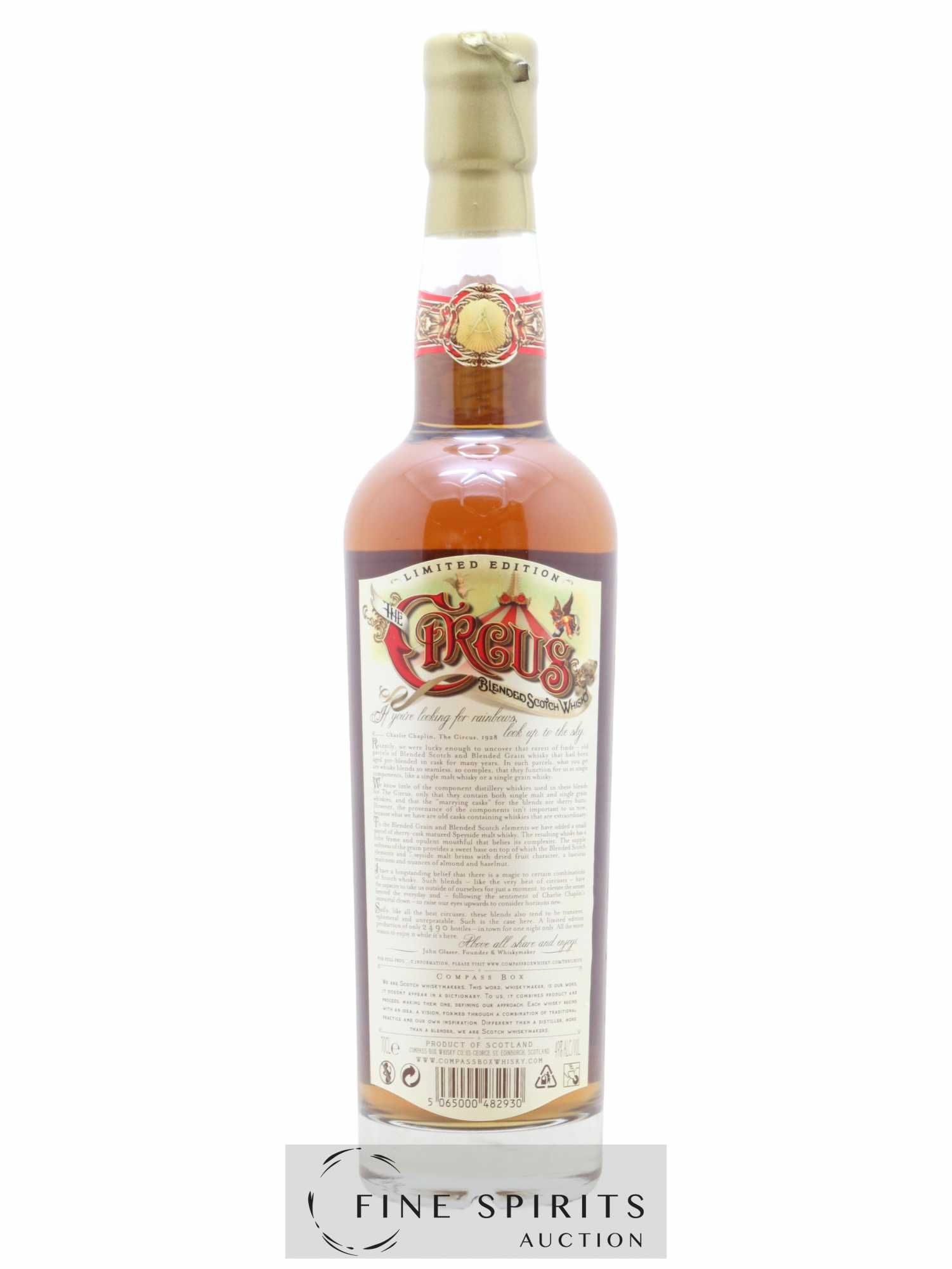 The Circus Compass Box One of 2490 - bottled 2016 Limited Edition - Lot de 1 bouteille - 2