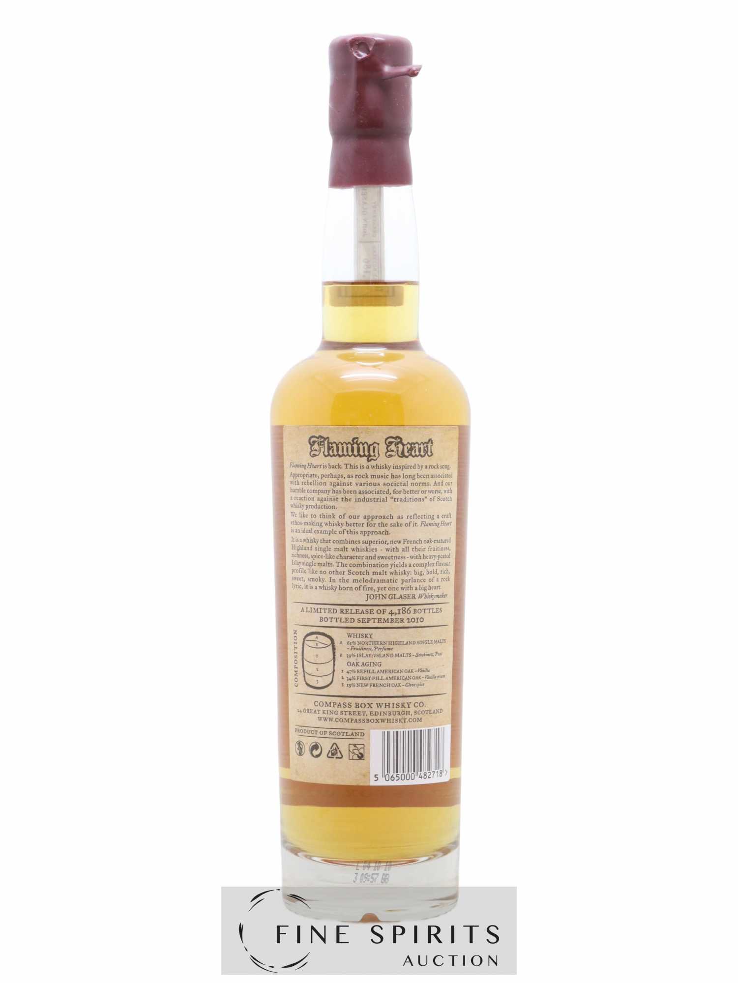 Flaming Heart Compass Box One of 4186 - bottled 2010 Limited Edition - Lot de 1 bouteille - 2