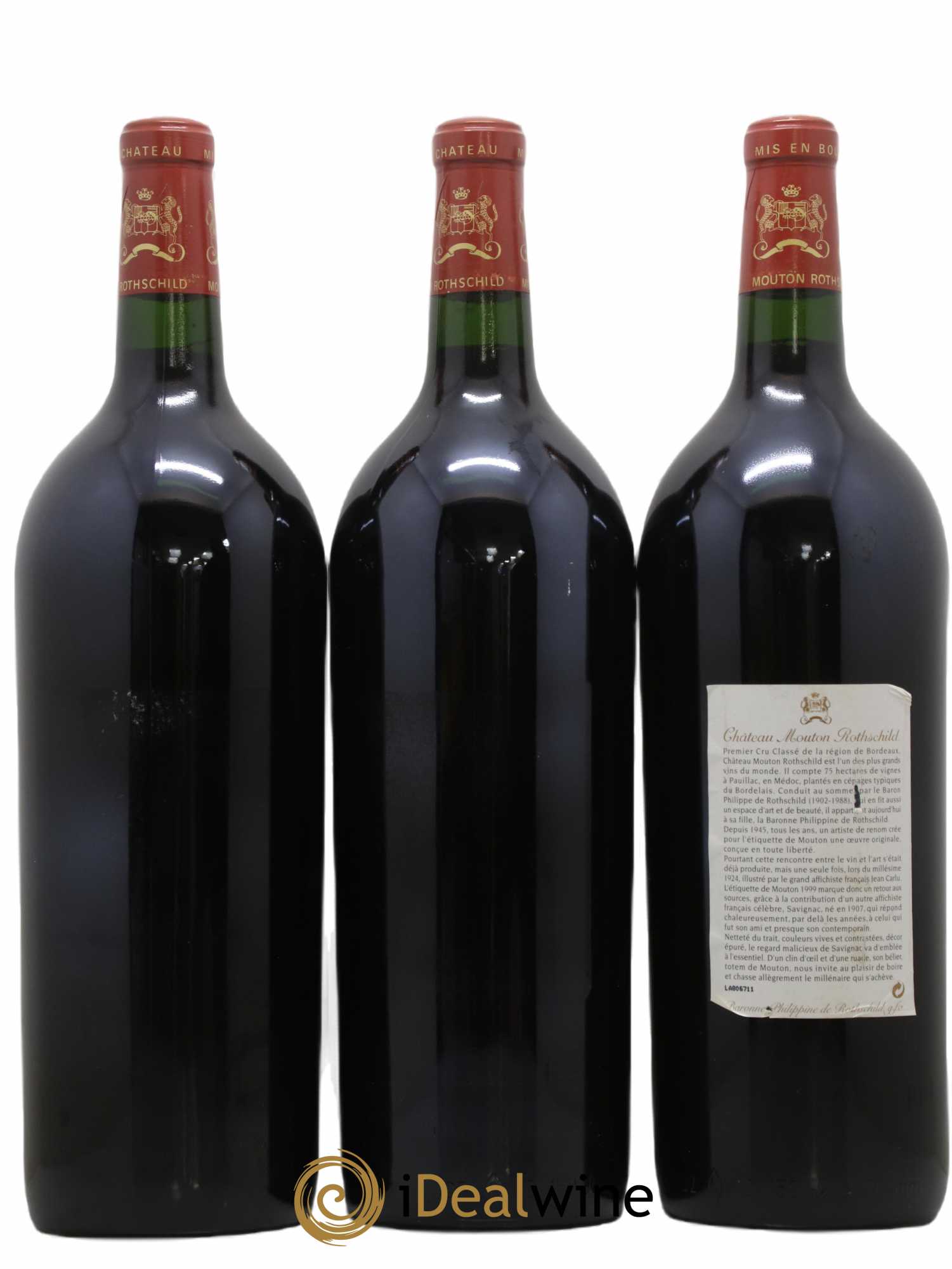 Château Mouton Rothschild 1er Grand Cru Classé 1999 - Lot de 3 magnums - 1