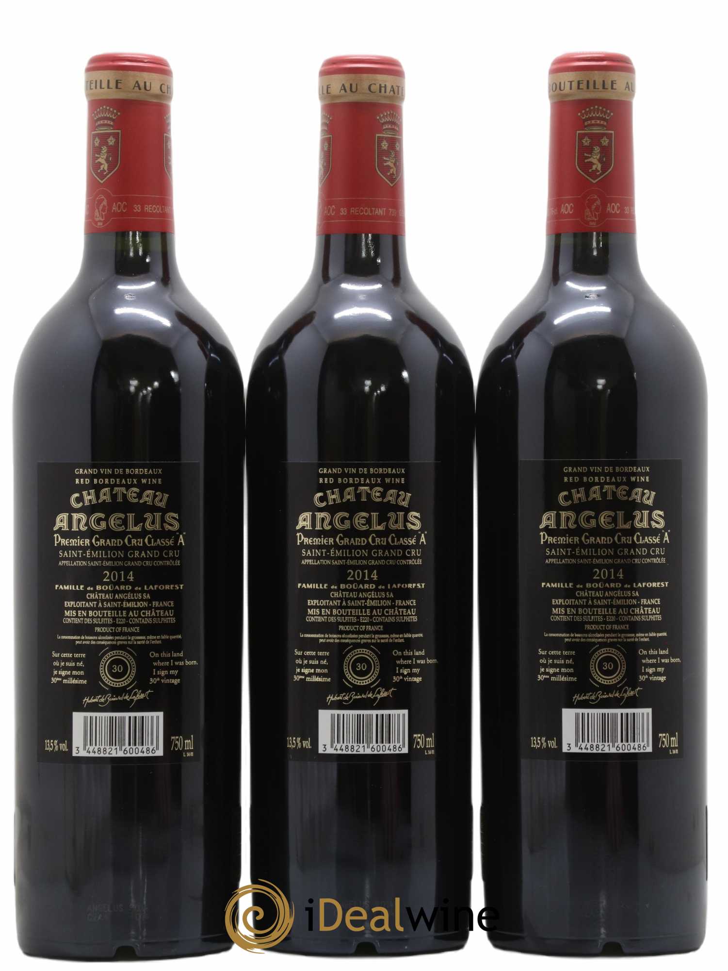 Château Angélus 1er Grand Cru Classé A 2014 - Lot de 3 bouteilles - 1