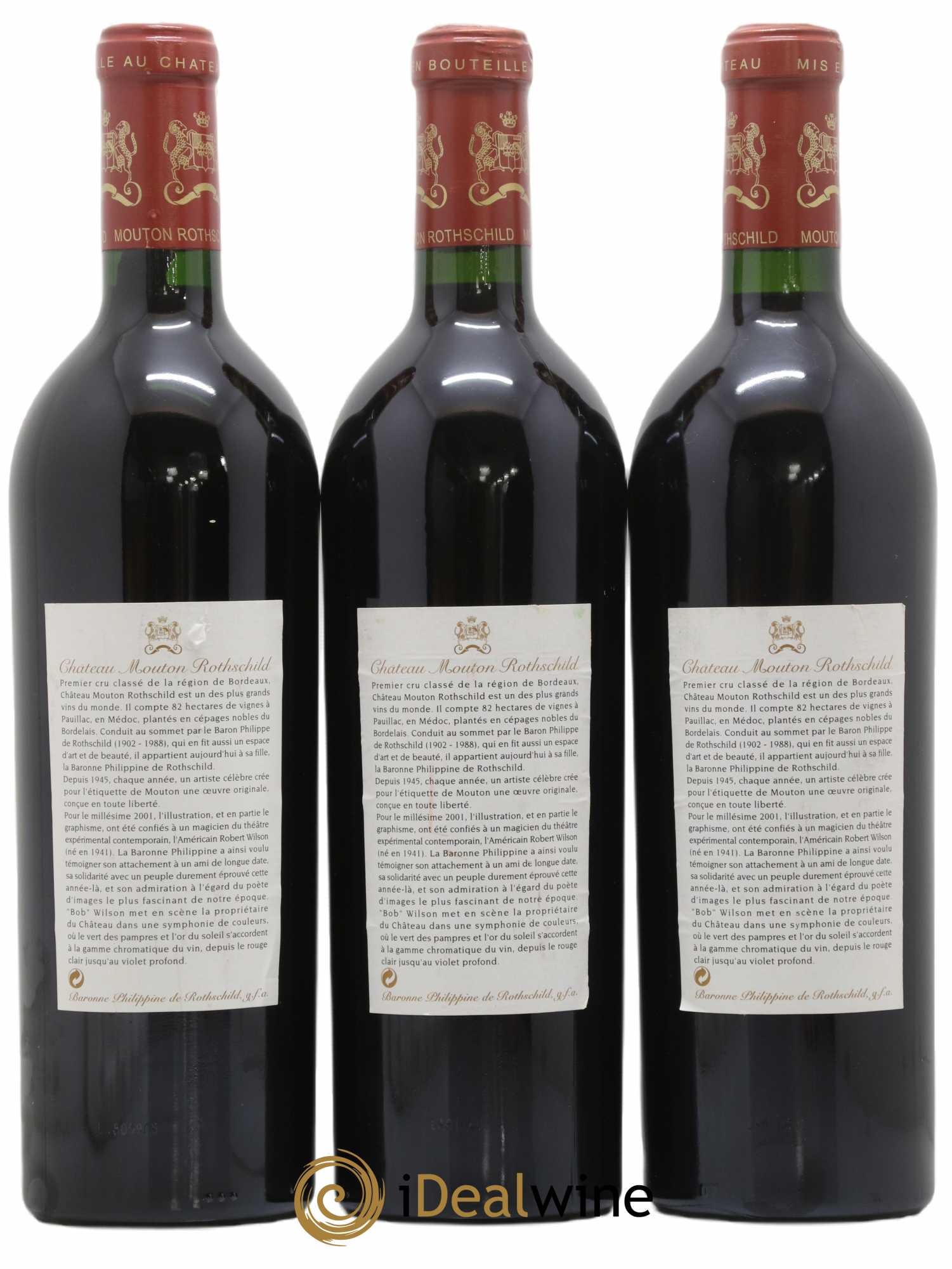 Château Mouton Rothschild 1er Grand Cru Classé 2001 - Lot of 3 bottles - 1
