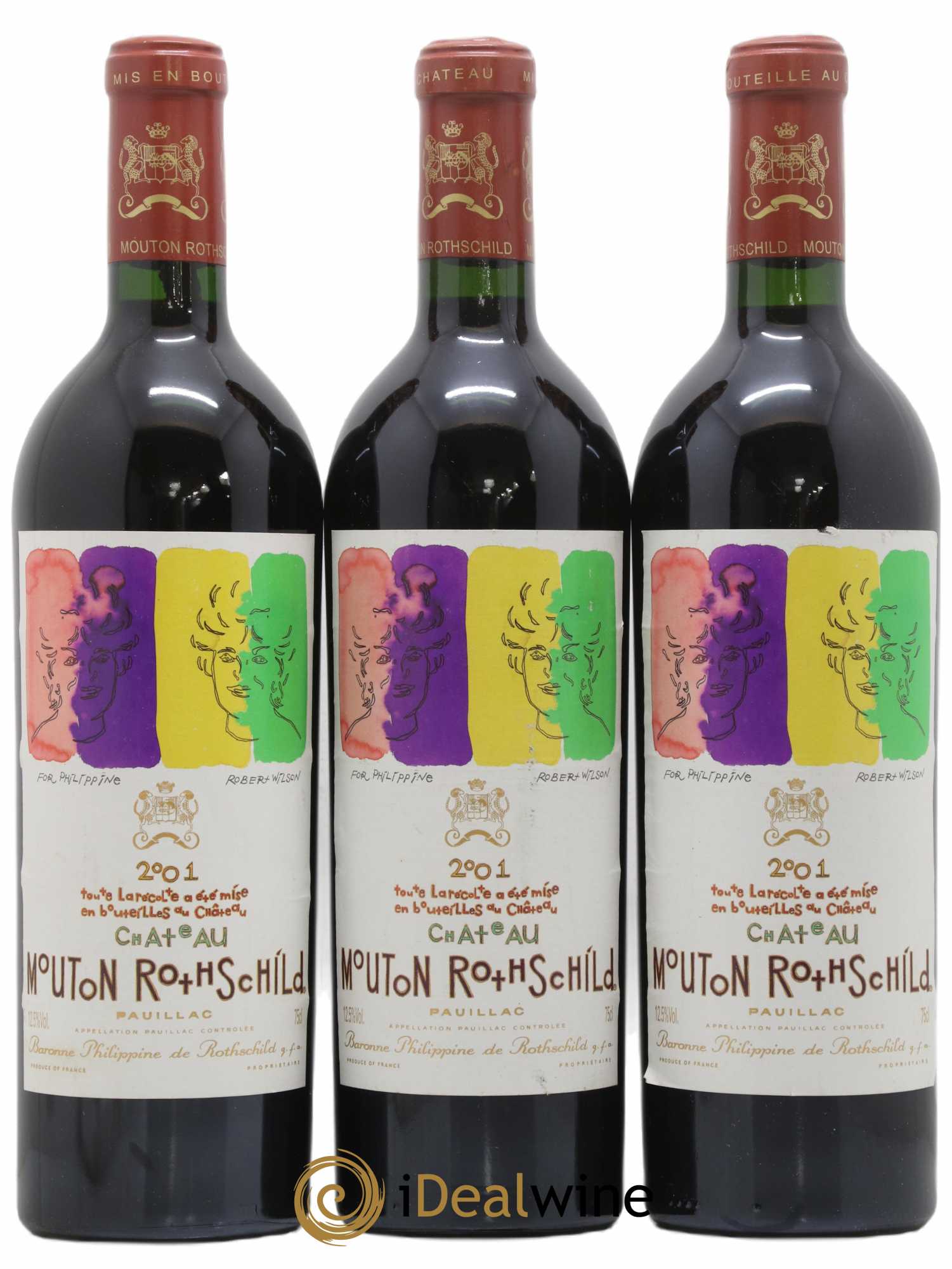 Château Mouton Rothschild 1er Grand Cru Classé 2001 - Lot of 3 bottles - 0