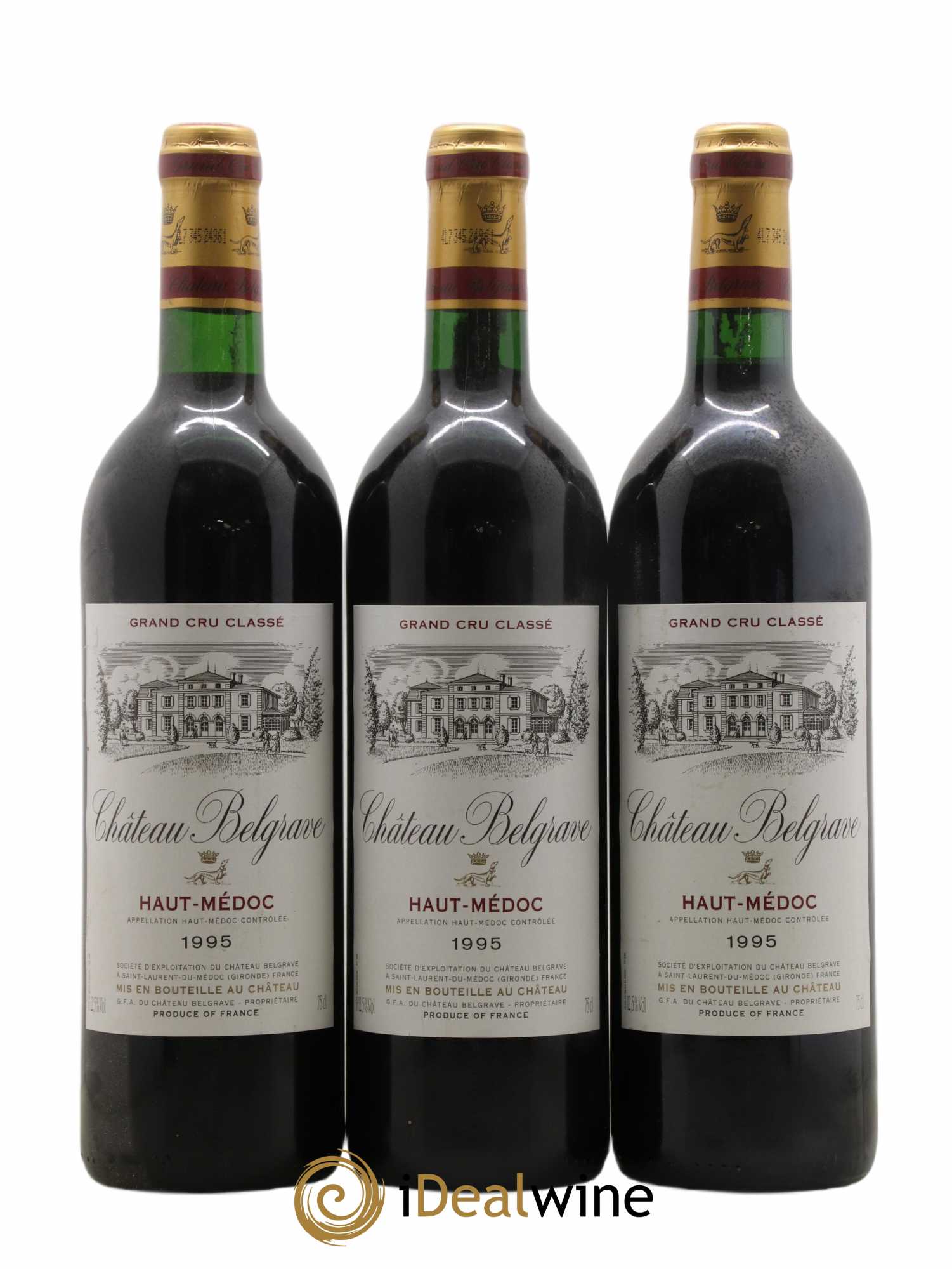 Château Belgrave 5ème Grand Cru Classé 1995 - Lot de 3 bouteilles - 0