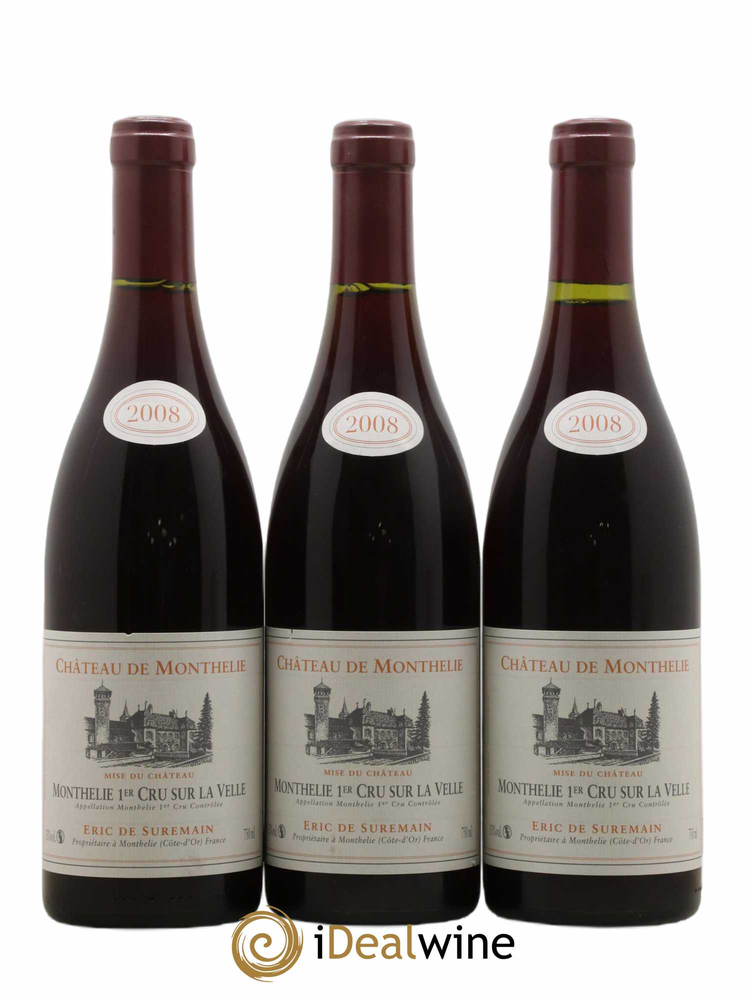 Monthélie 1er Cru Sur La Velle Château De Monthélie De Suremain 2008 - Lot de 3 bouteilles - 0