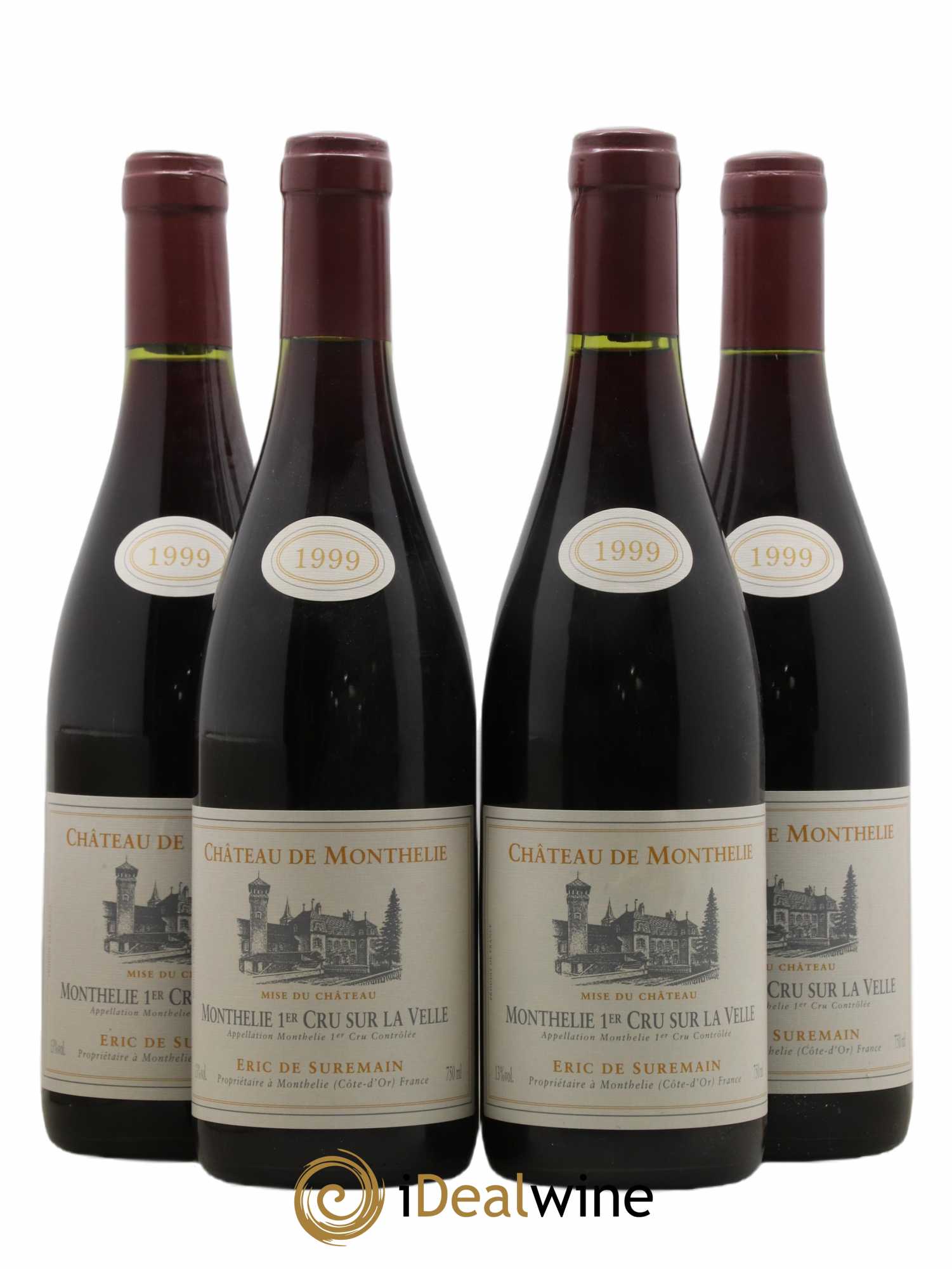 Monthélie 1er Cru Sur La Velle Château De Monthélie De Suremain 1999 - Lot de 4 bouteilles - 0