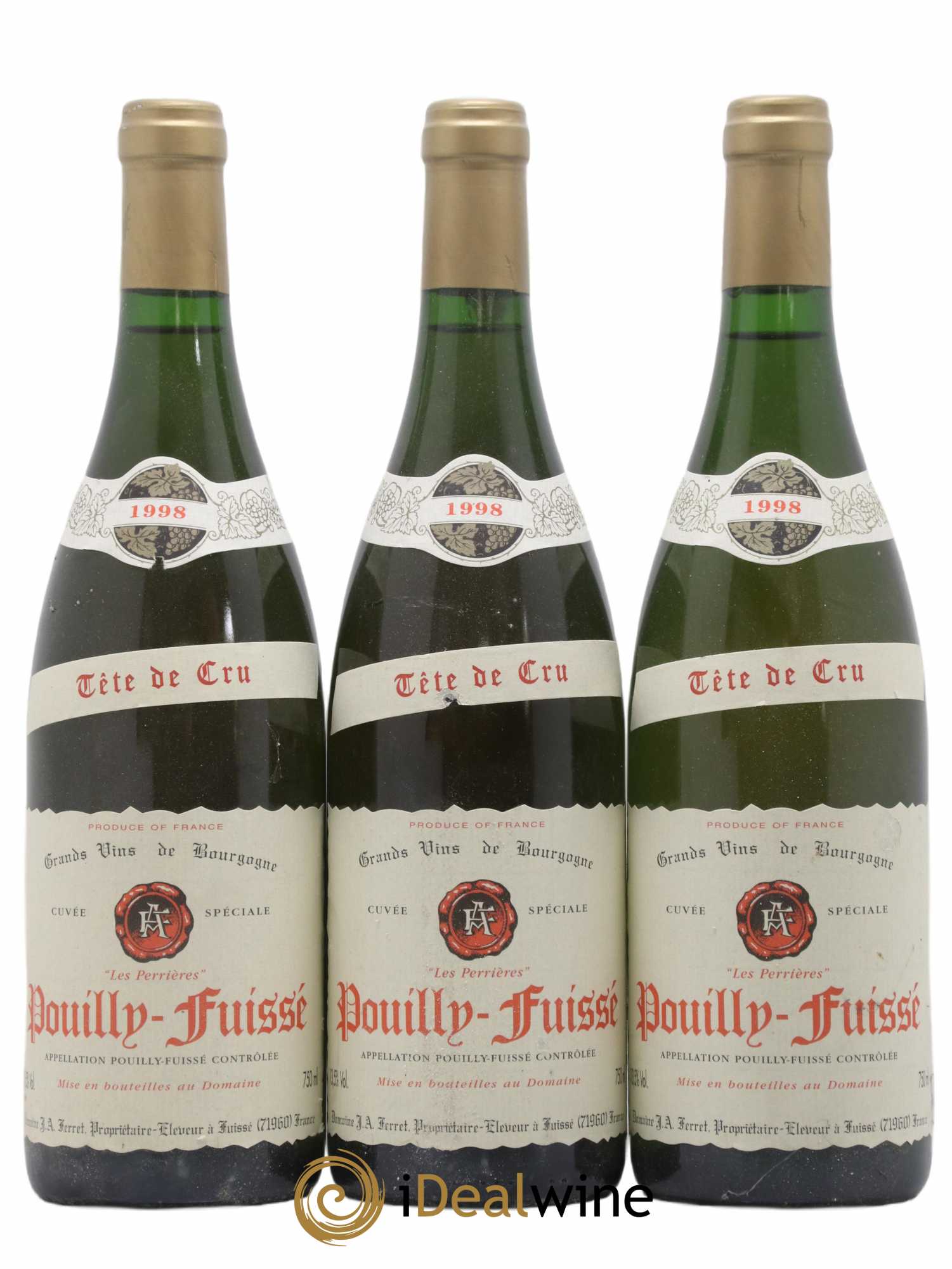 Pouilly-Fuissé Tête de Cru Les Perrières J.A. Ferret (Domaine) 1998 - Lot de 3 bouteilles - 0