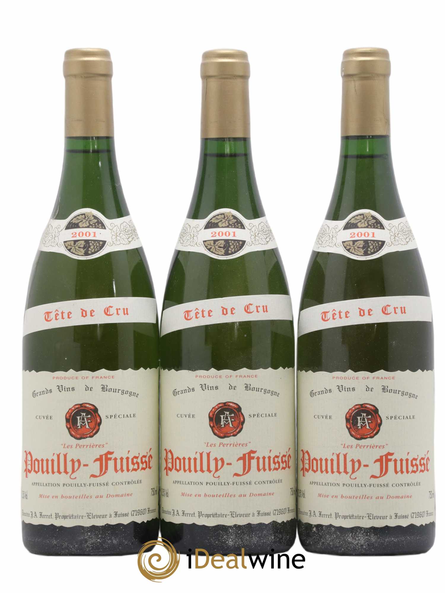 Pouilly-Fuissé Tête de Cru Les Perrières J.A. Ferret (Domaine) 2001 - Lot de 3 bouteilles - 0