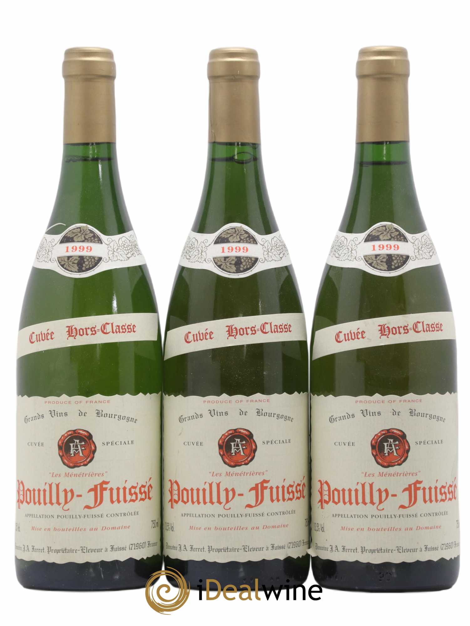 Pouilly-Fuissé 1er Cru Hors Classe Les Ménétrières J.A. Ferret (Domaine) 1999 - Lot de 3 bouteilles - 0