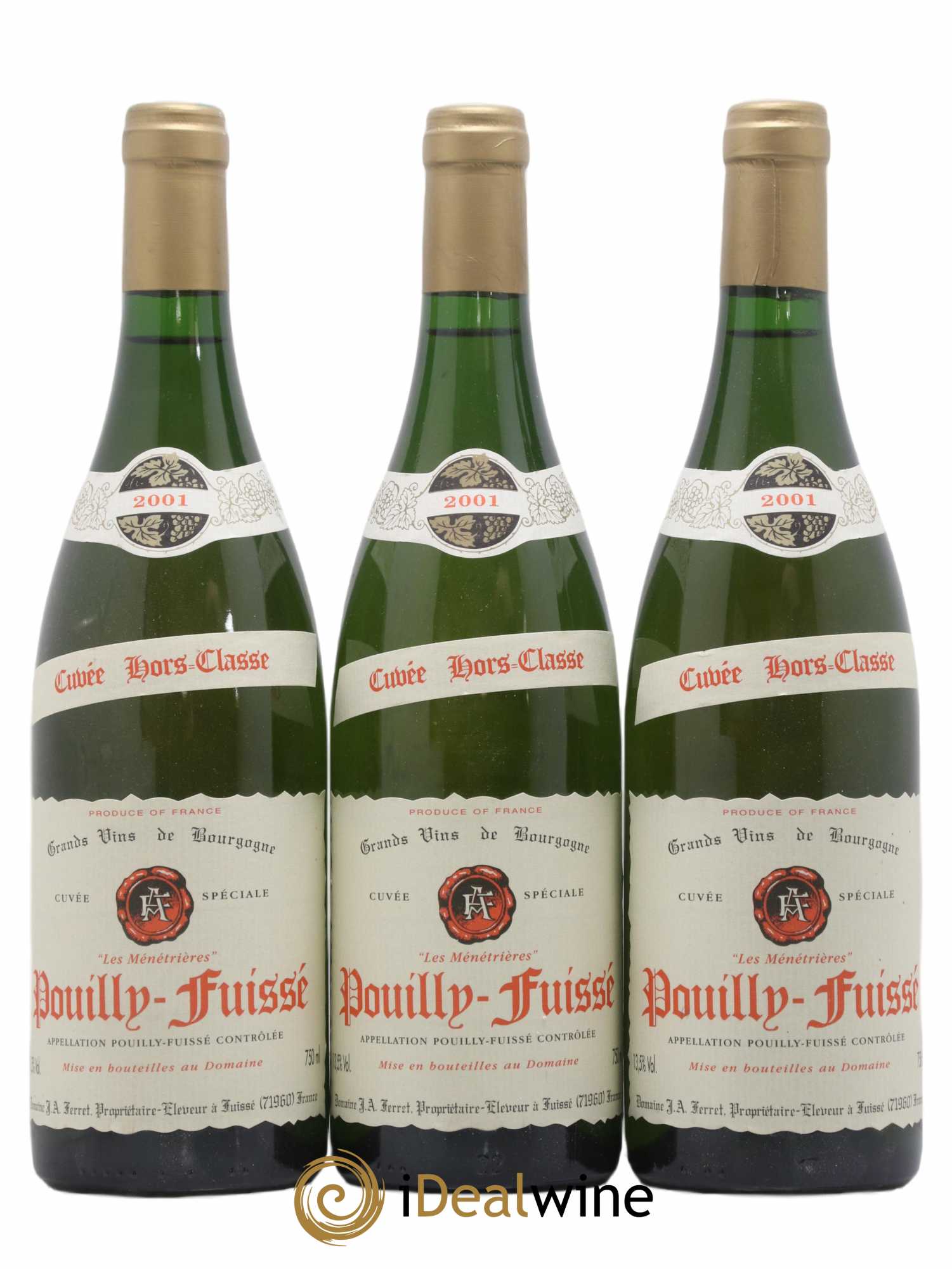 Pouilly-Fuissé 1er Cru Hors Classe Les Ménétrières J.A. Ferret (Domaine) 2001 - Lot de 3 bouteilles - 0