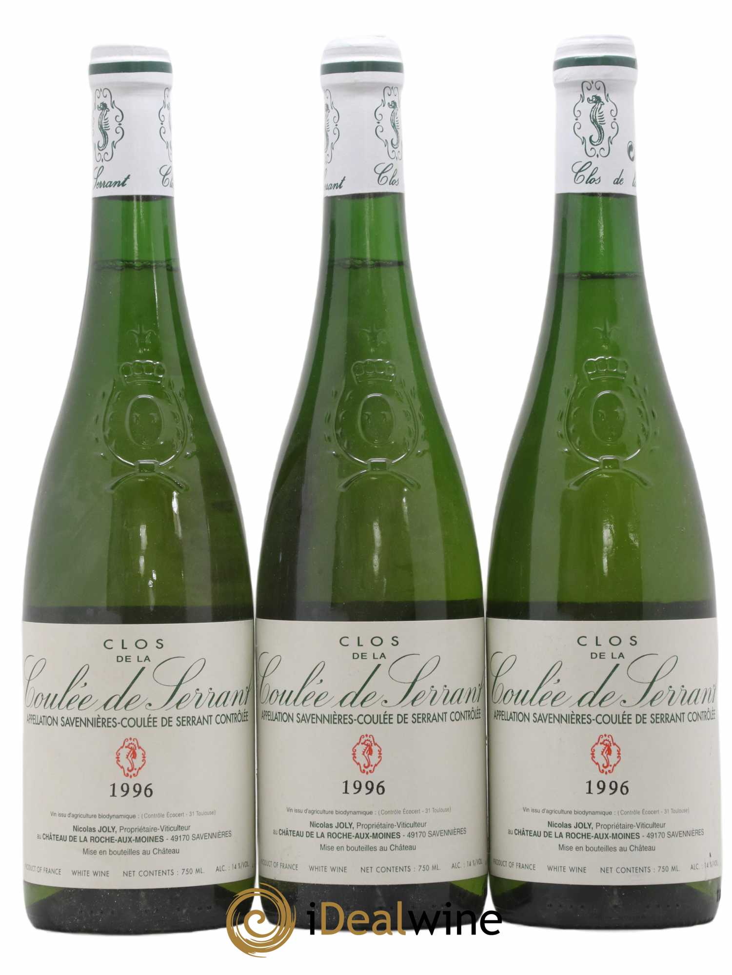 Savennières Clos de la Coulée de Serrant Vignobles de la Coulée de Serrant - Nicolas Joly 1996 - Lot de 3 bouteilles - 0